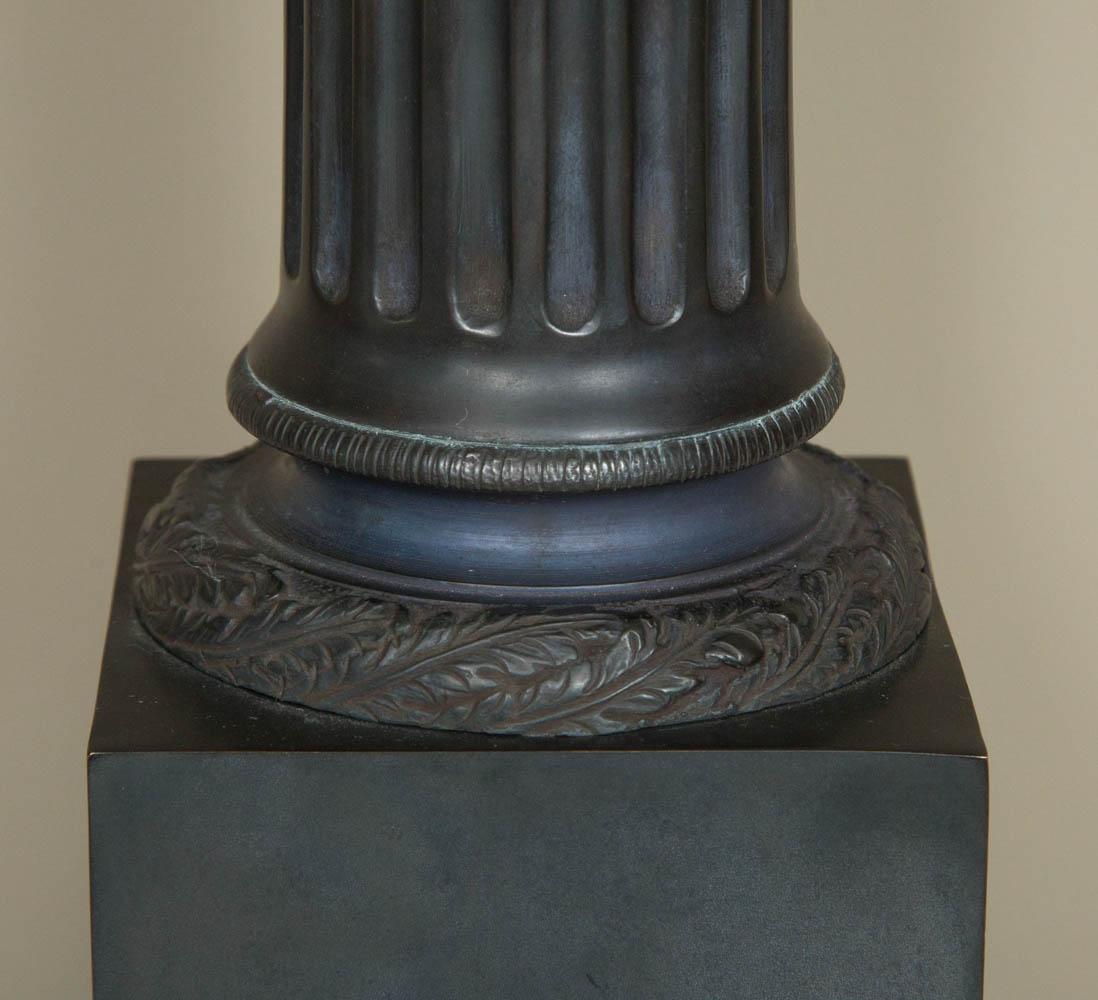 English Bronze Empire Style Column Shaped Table Lamp For Sale