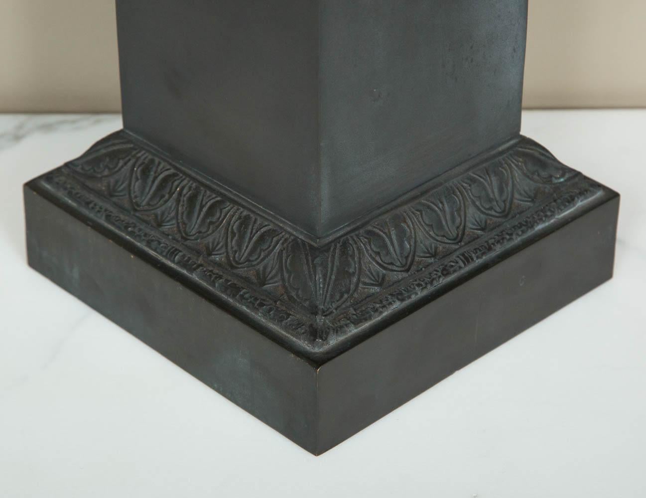 Bronze Empire Style Column Shaped Table Lamp In New Condition For Sale In London, GB