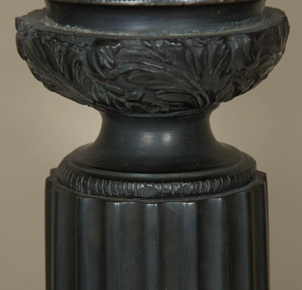 Bronze Empire Style Column Shaped Table Lamp For Sale 1