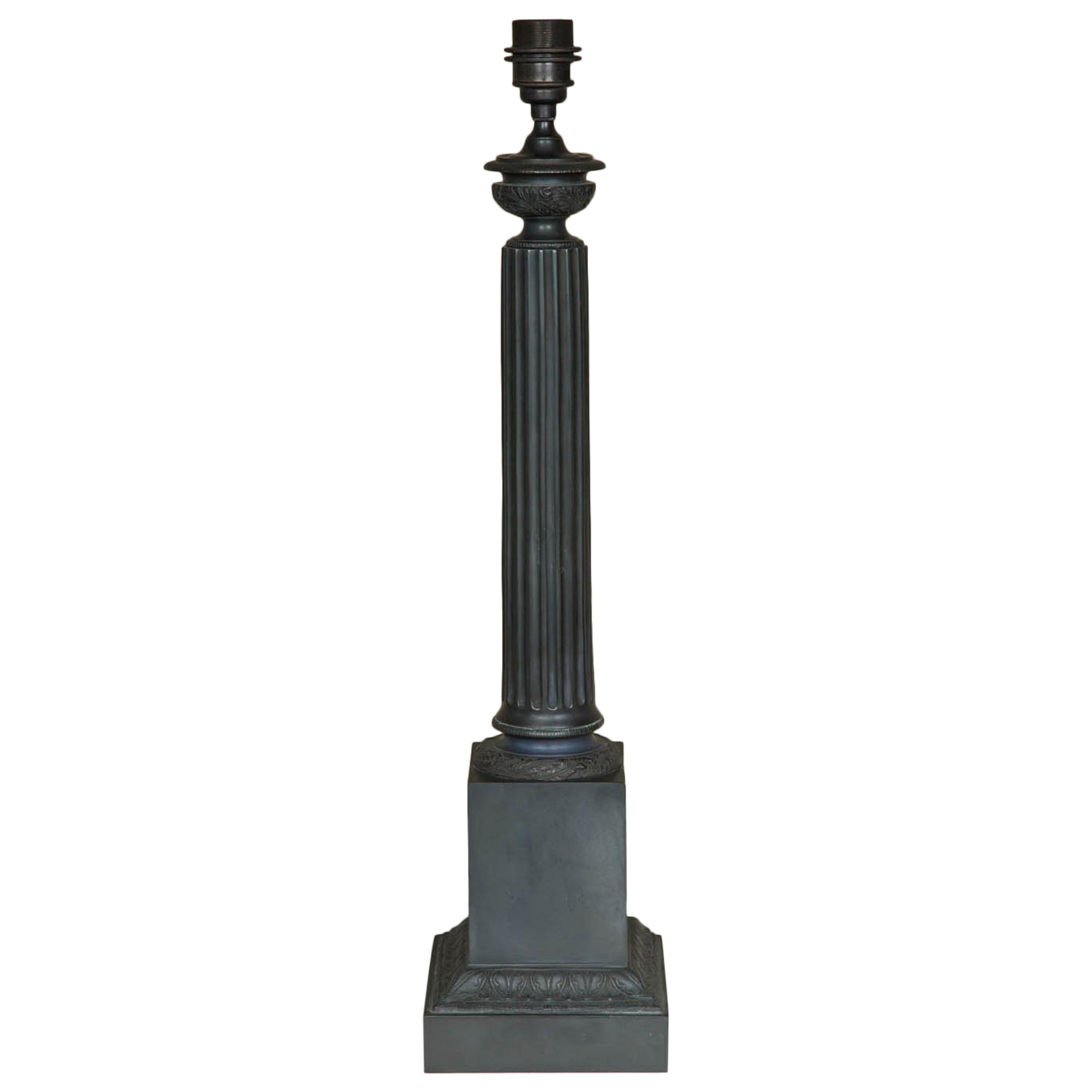 Bronze Empire Style Column Shaped Table Lamp For Sale