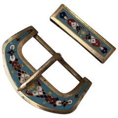 Bronze Enamelware Belt Buckle, circa 1910