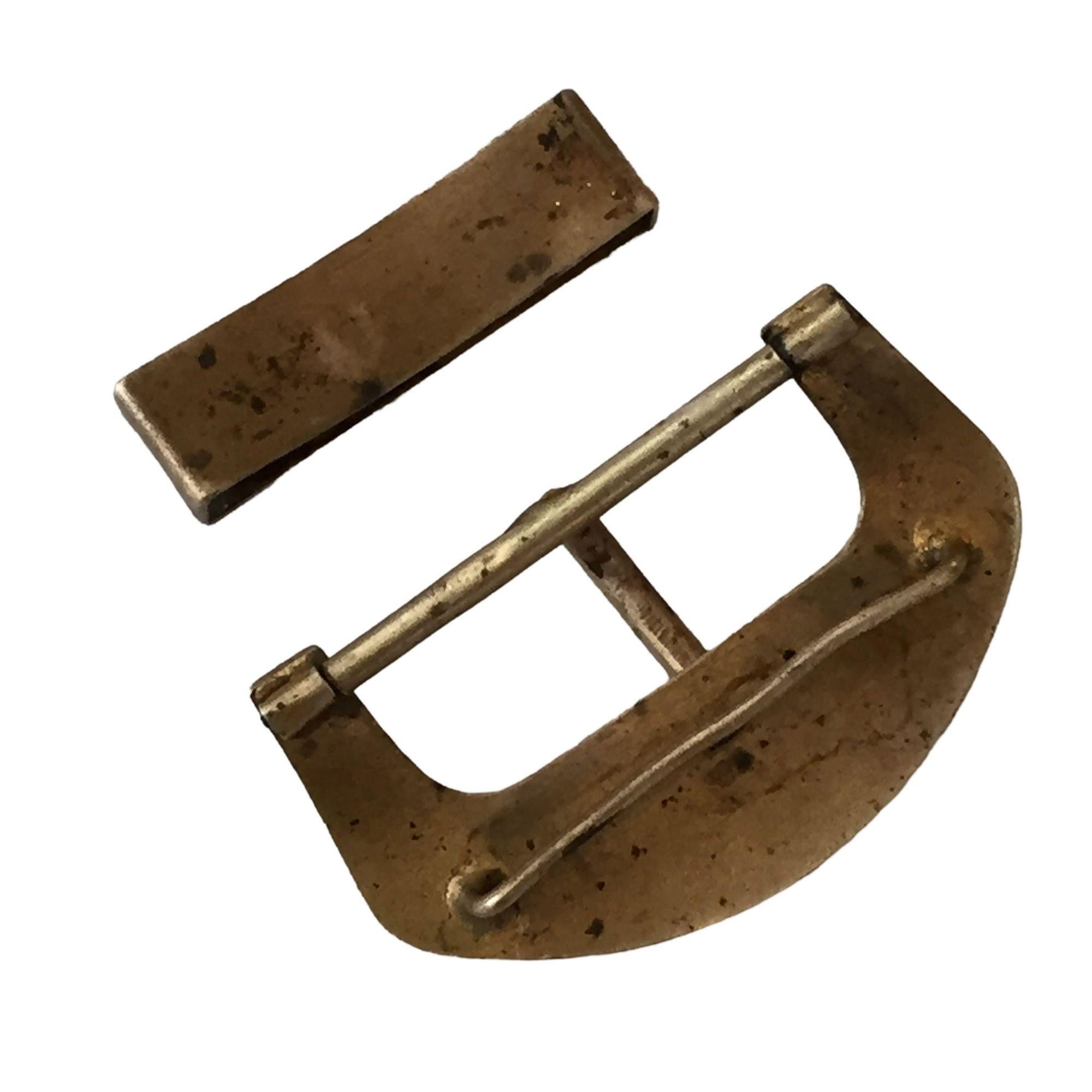 Early 20th Century Bronze Enamelware Belt Buckle, circa 1910 For Sale
