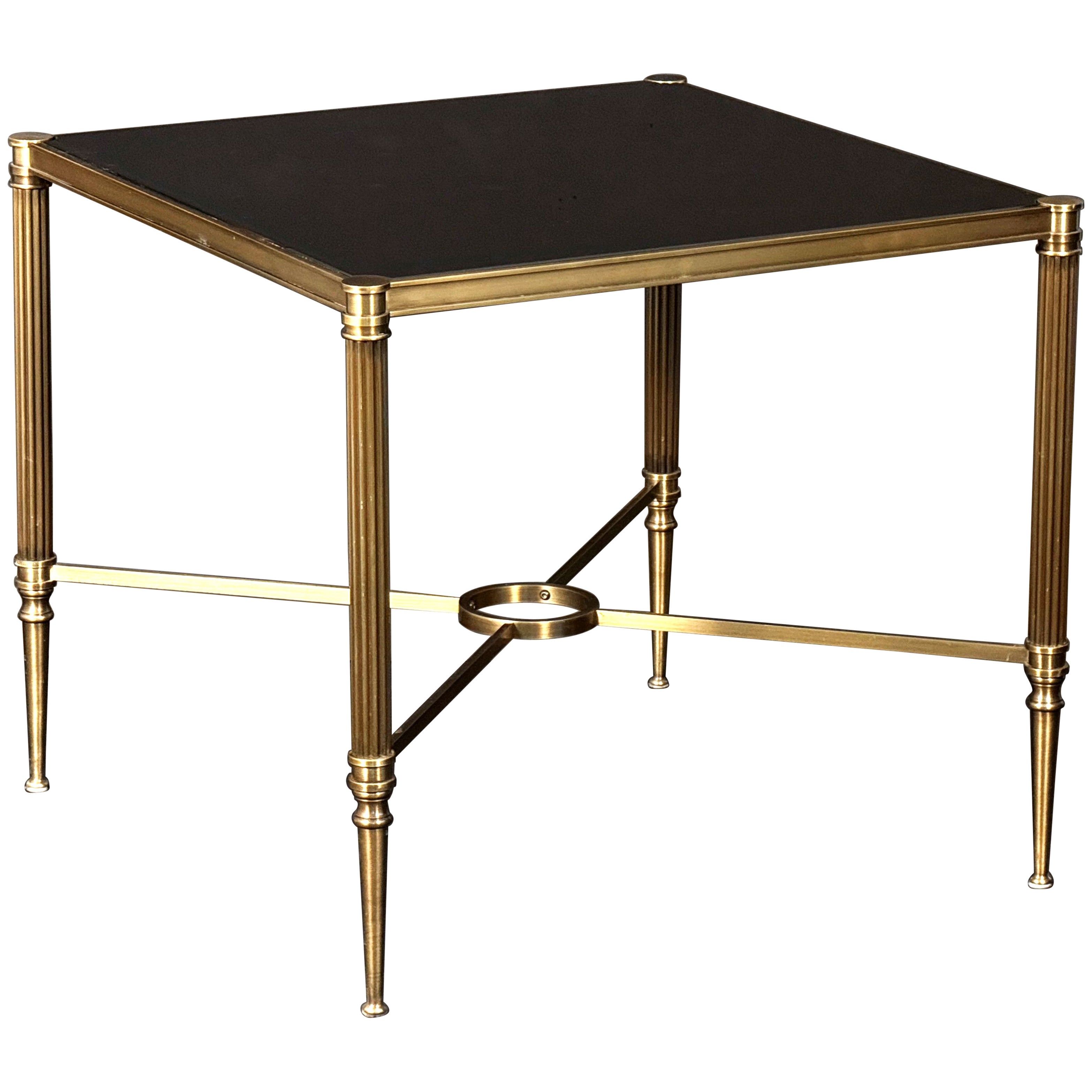 Bronzetische mit quadratischen Platten aus schwarzem Glas aus dem Savoy Hotel in London im Angebot
