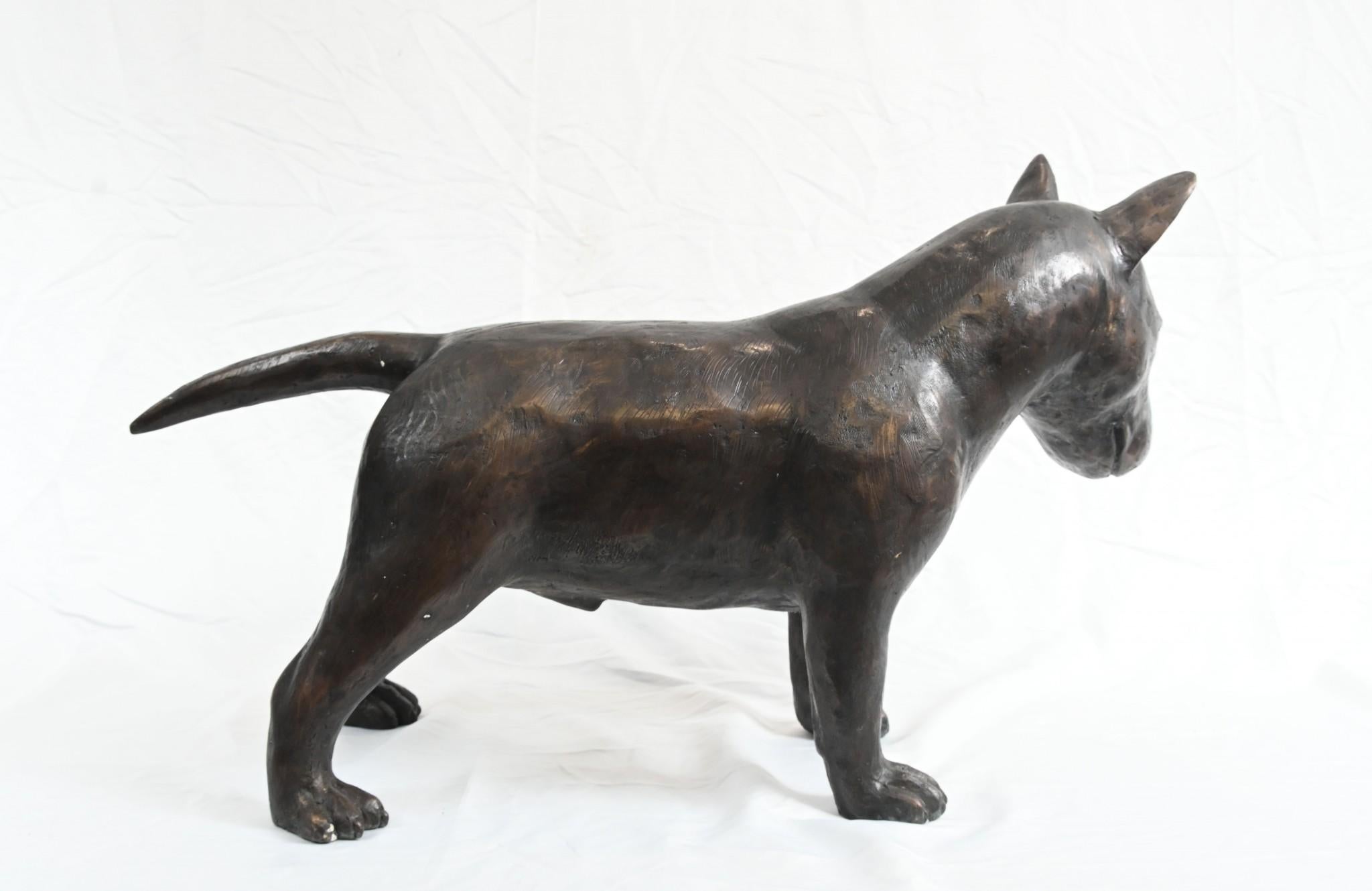 Statue en bronze de Bull Terrier Anglais grandeur nature Bon état à Potters Bar, GB