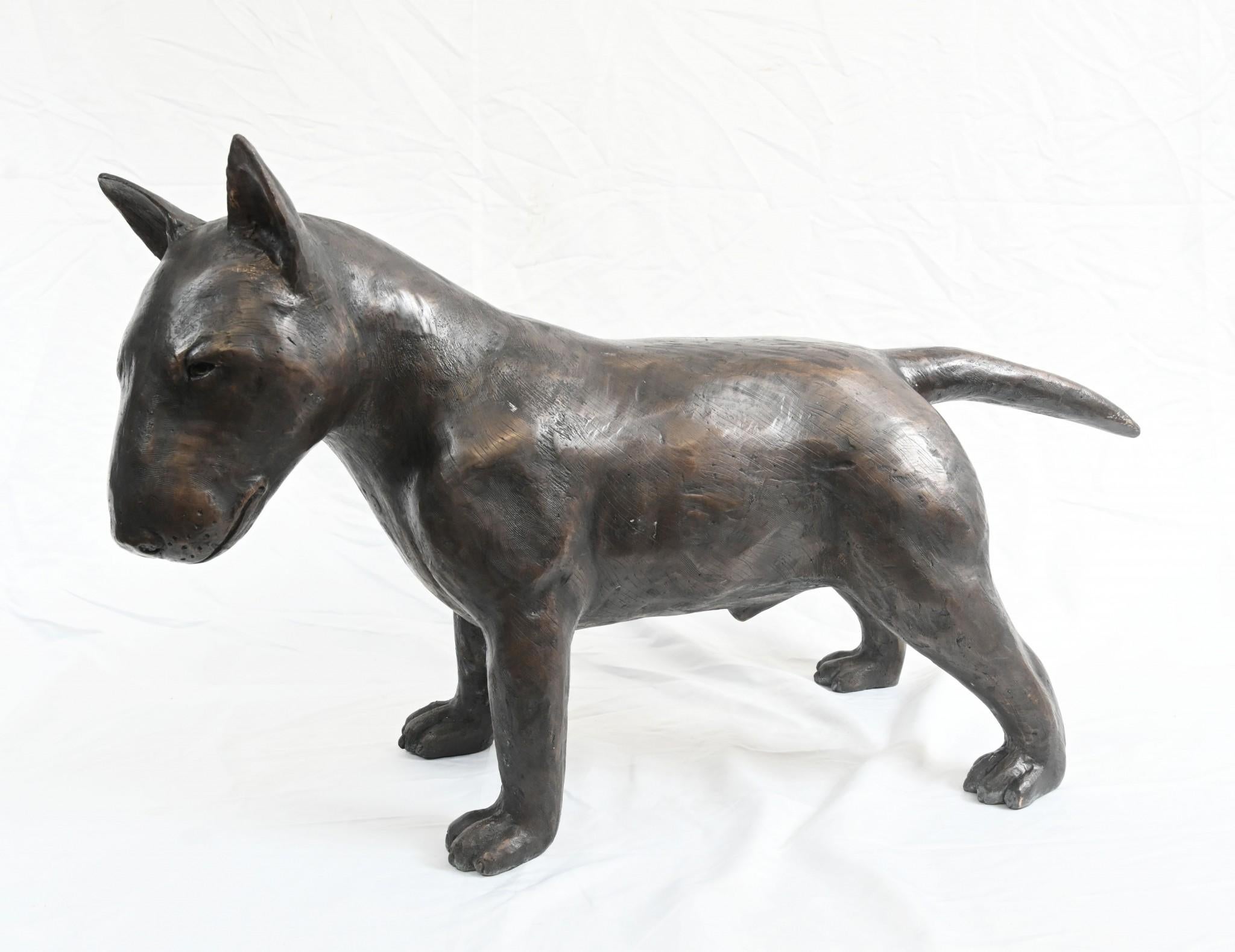 Statue en bronze de Bull Terrier Anglais grandeur nature 3