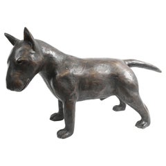 Bronze English Bull Terrier Statue Lifesize