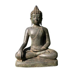 Bronze Enlightenment Buddha Shakyamuni Serene Down Cast Eyes, 18th Century