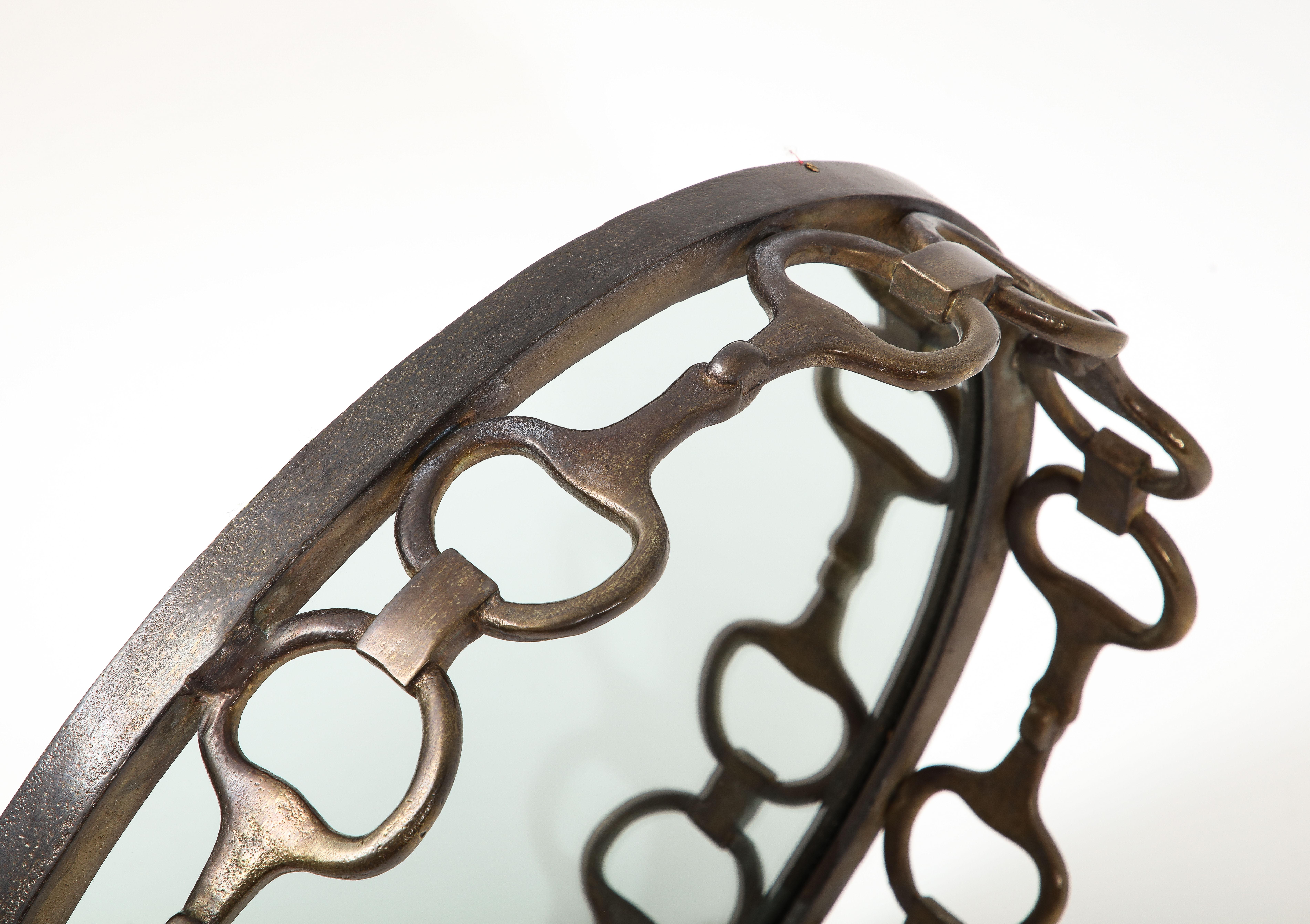 Mid-Century Modern Bronze Equestrian Mirror, France 1960s For Sale
