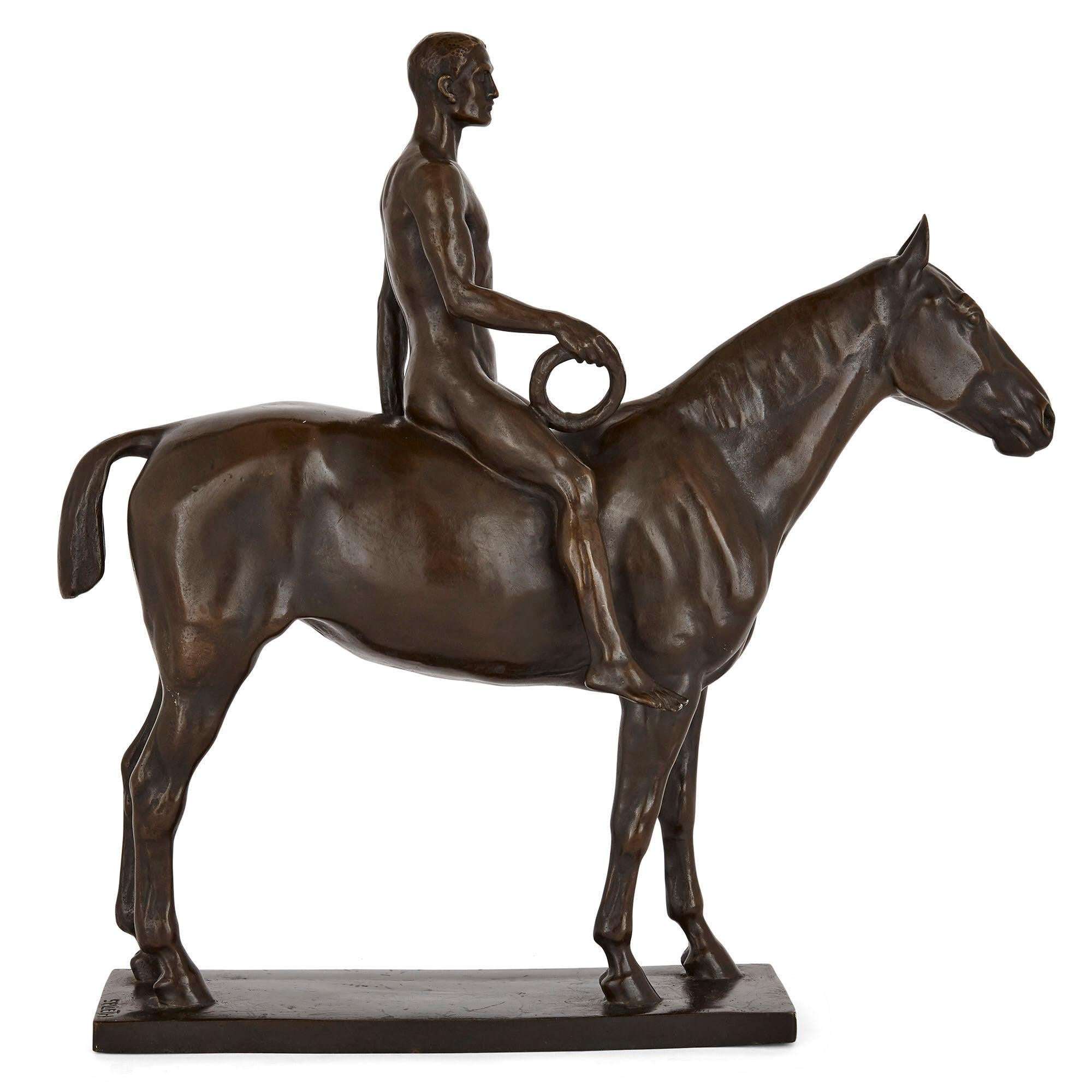 German Bronze Equestrian Rider by Heinrich Splieth For Sale