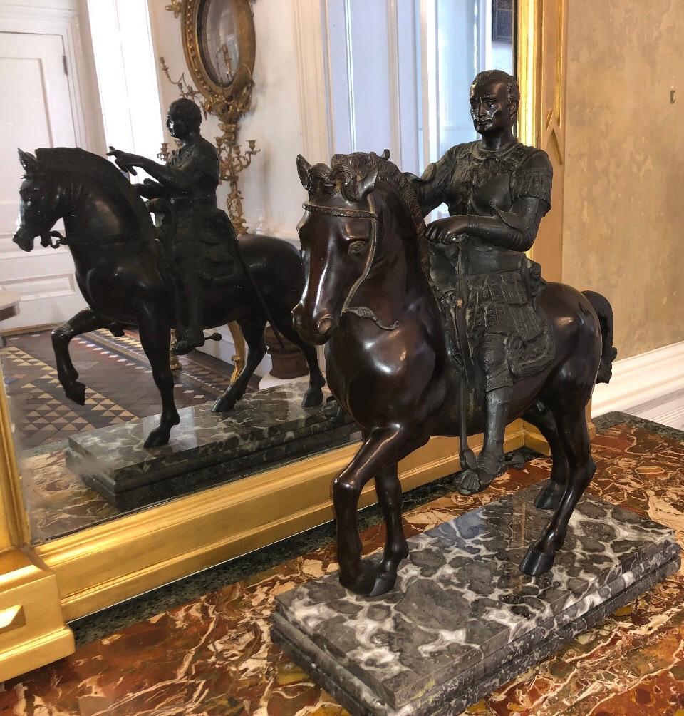 Bronze Equestrian Sculpter with Caesar on Marble Base, Early 20th Century For Sale 5
