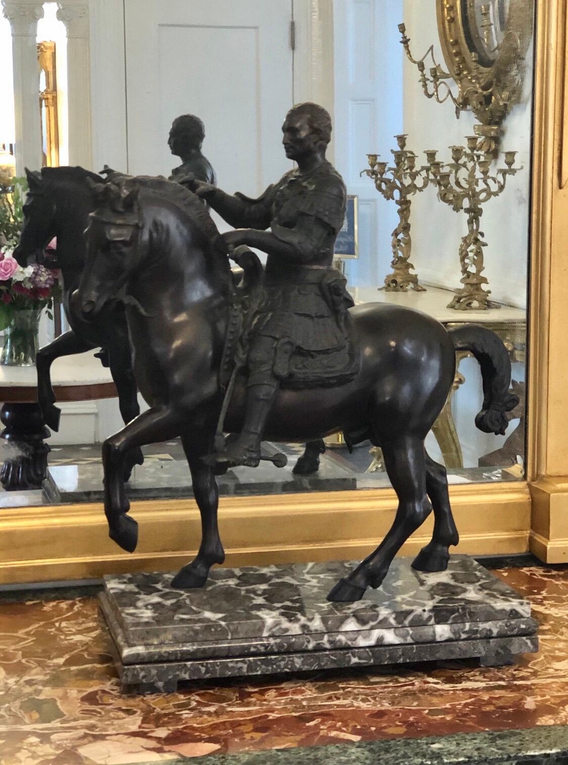 Bronze Equestrian Sculpter with Caesar on Marble Base, Early 20th Century For Sale 10