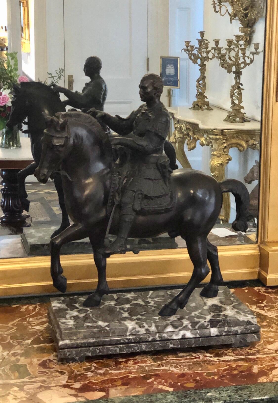 Bronze Equestrian Sculpter with Caesar on Marble Base, Early 20th Century For Sale 11