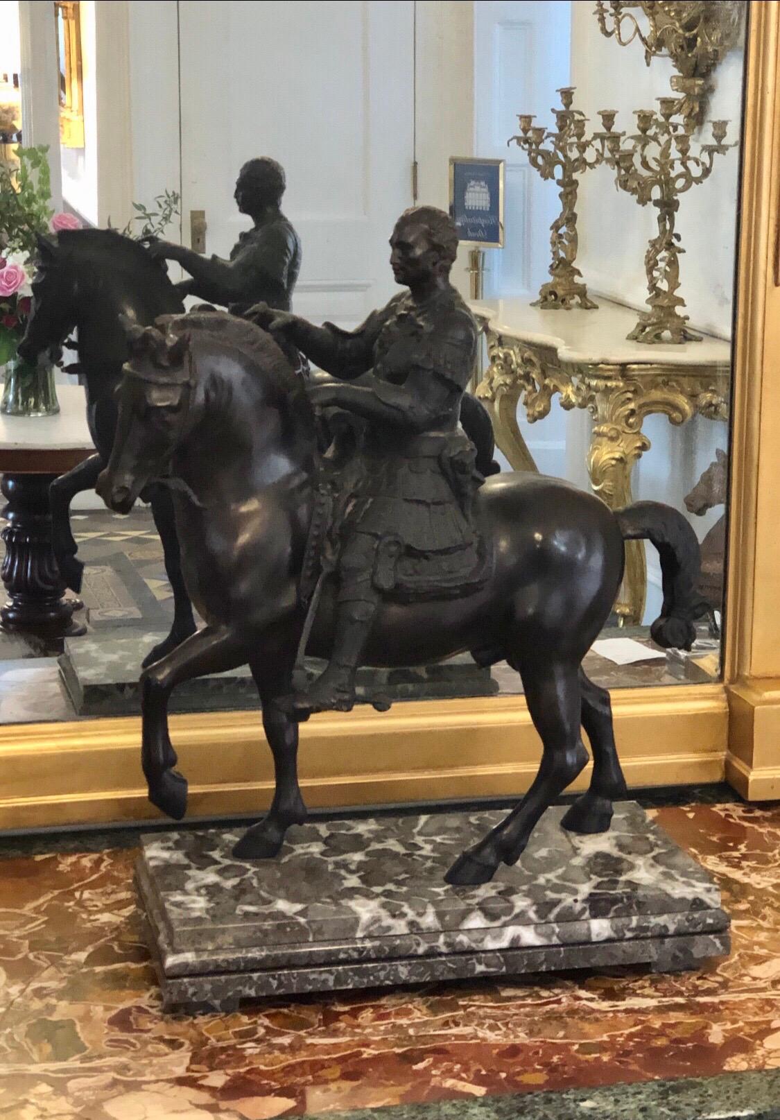 Bronze Equestrian Sculpter with Caesar on Marble Base, Early 20th Century For Sale 3