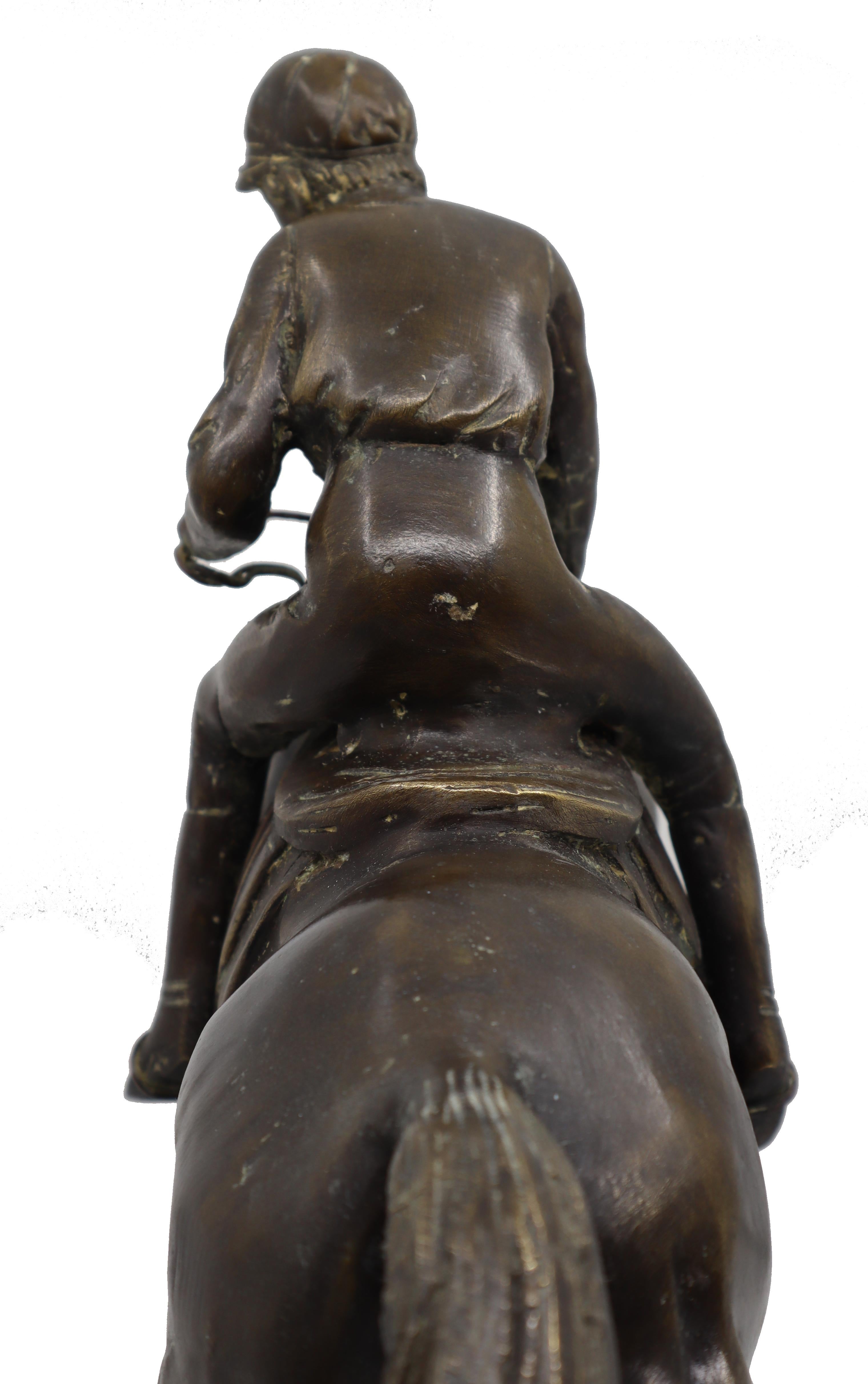 Bronze Equestrian Statue of a Jockey on His Horse, 19th Century 2