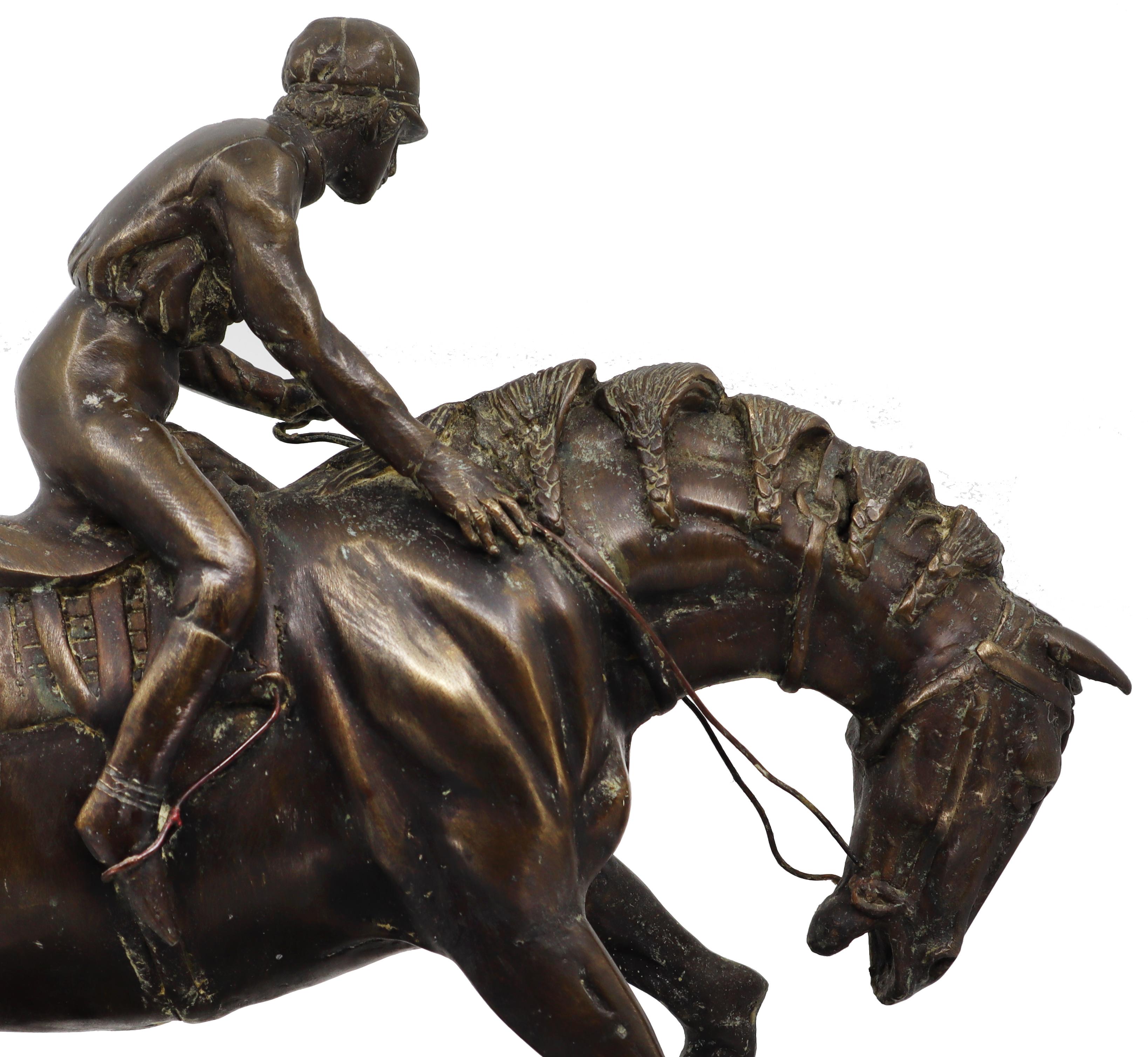 Bronze Equestrian Statue of a Jockey on His Horse, 19th Century 3