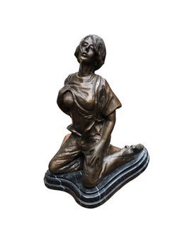 Bronze Erotic Female Figurine Statue Sexy Lady, 20th Century