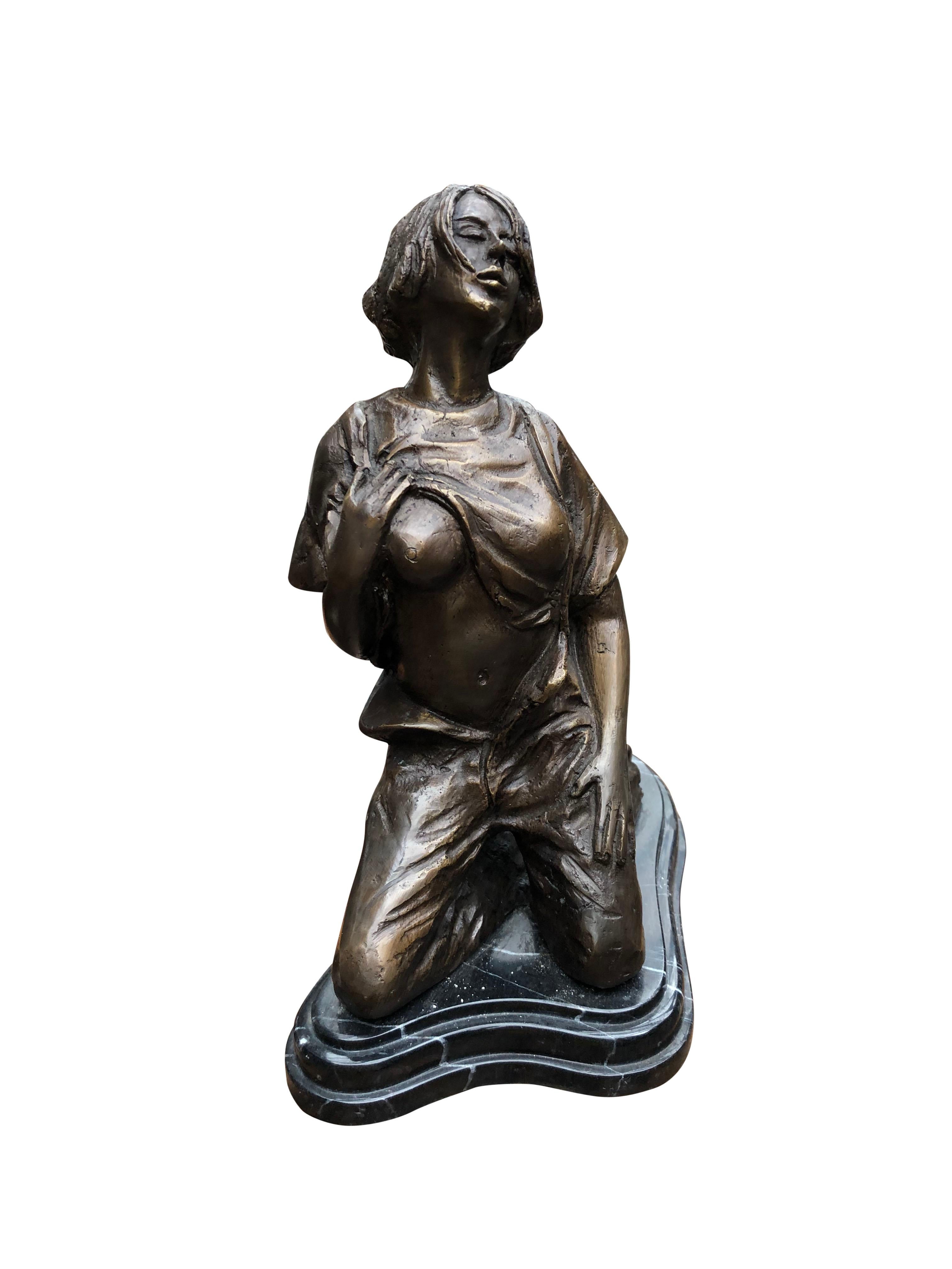 Bronze Erotic Female Figurine Statue Sexy Lady, 20th Century 1