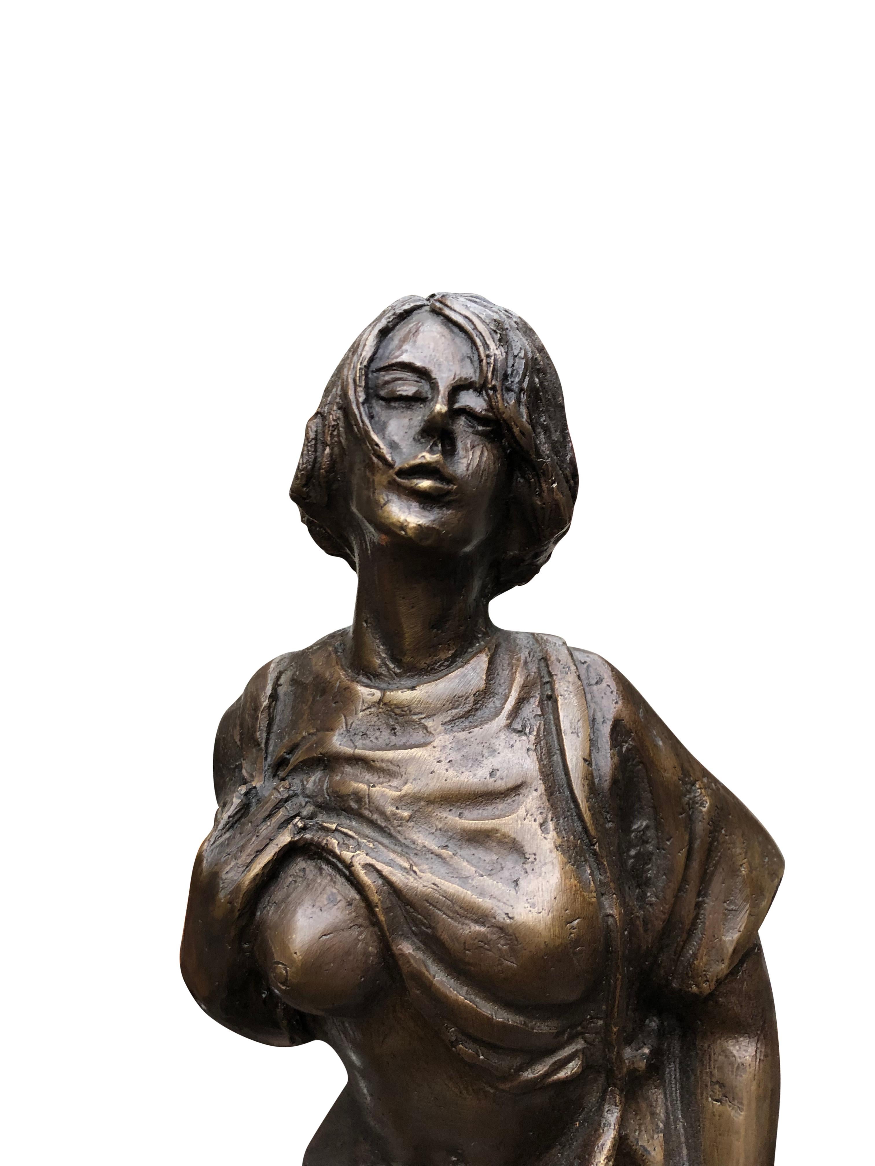 Bronze Erotic Female Figurine Statue Sexy Lady, 20th Century 2
