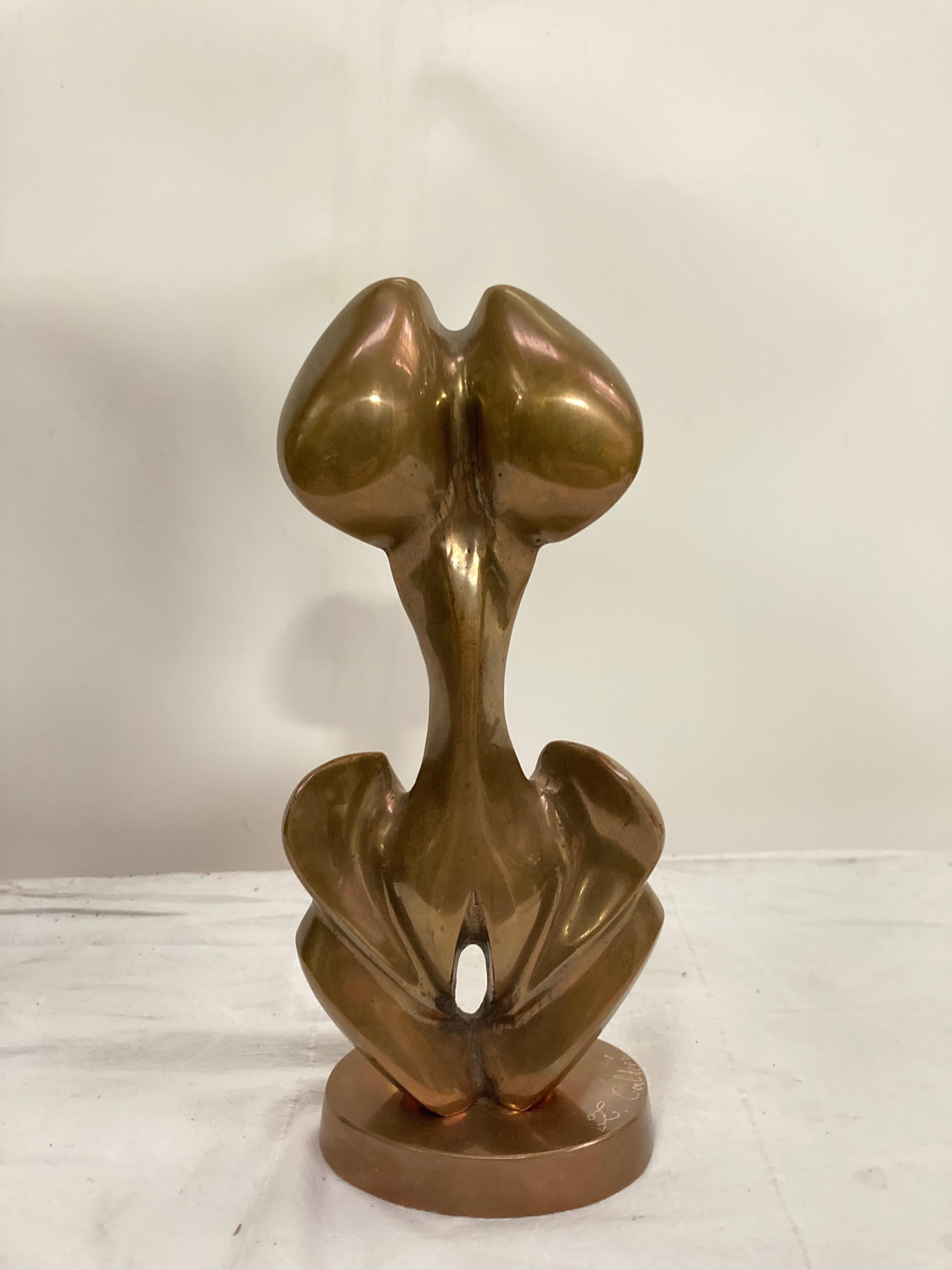 Bronze érotique des années 1970 montrant les deux sexes 
Signé L Calderi.
Artistics Belgique