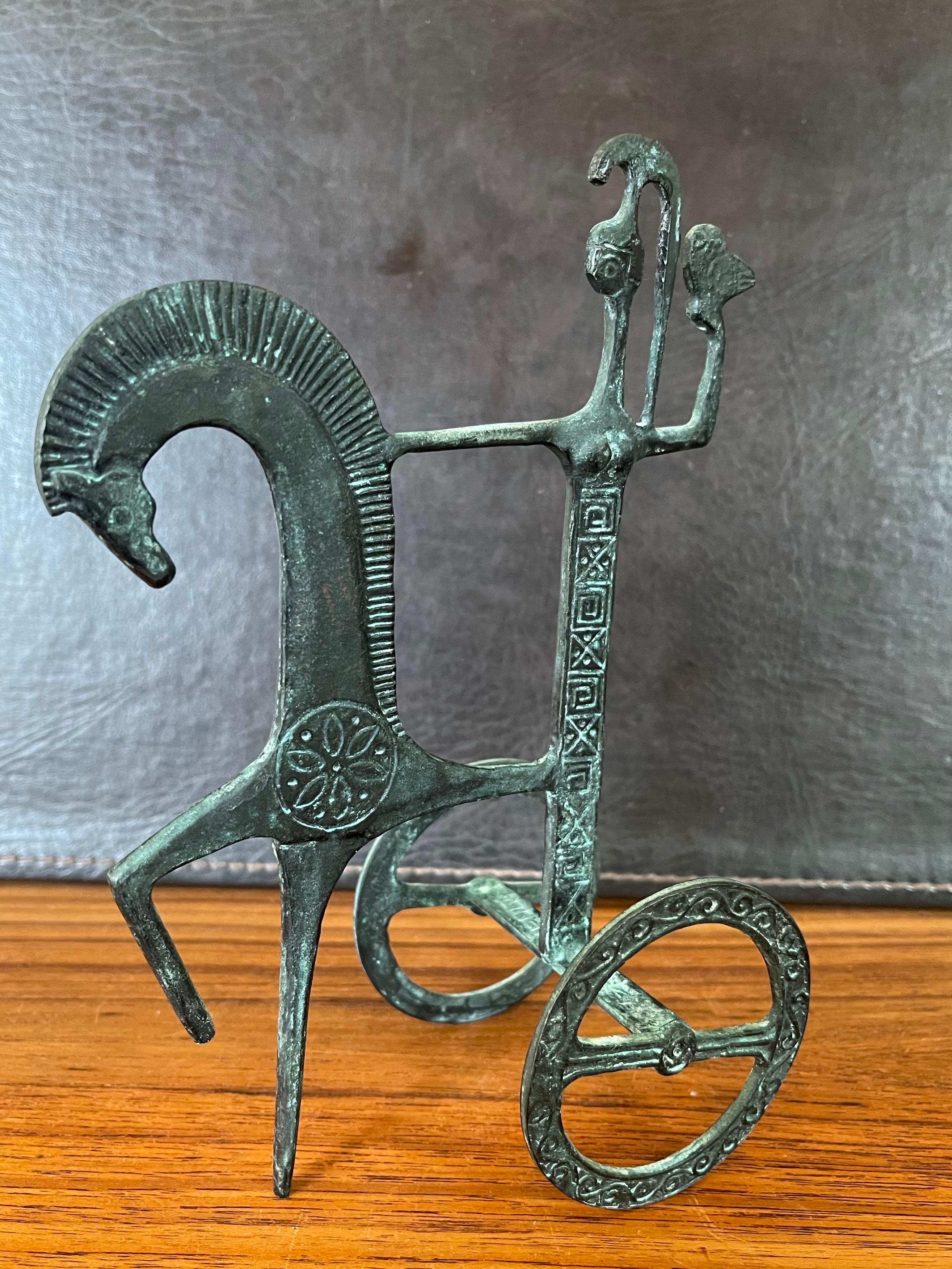 Bronze Etruscan Horse and Chariot Sculpture in the style of Frederick Weinberg 4