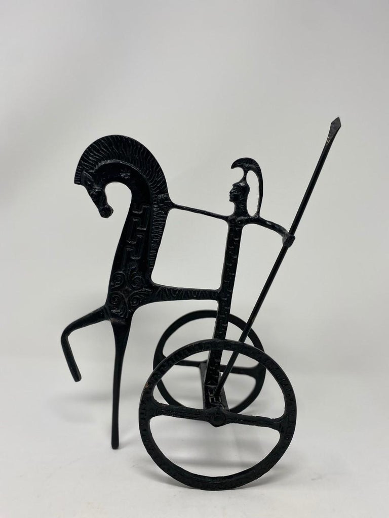 Bronze Etruscan Horse and Chariot Sculpture in the Style of Frederick Weinberg at 1stDibs