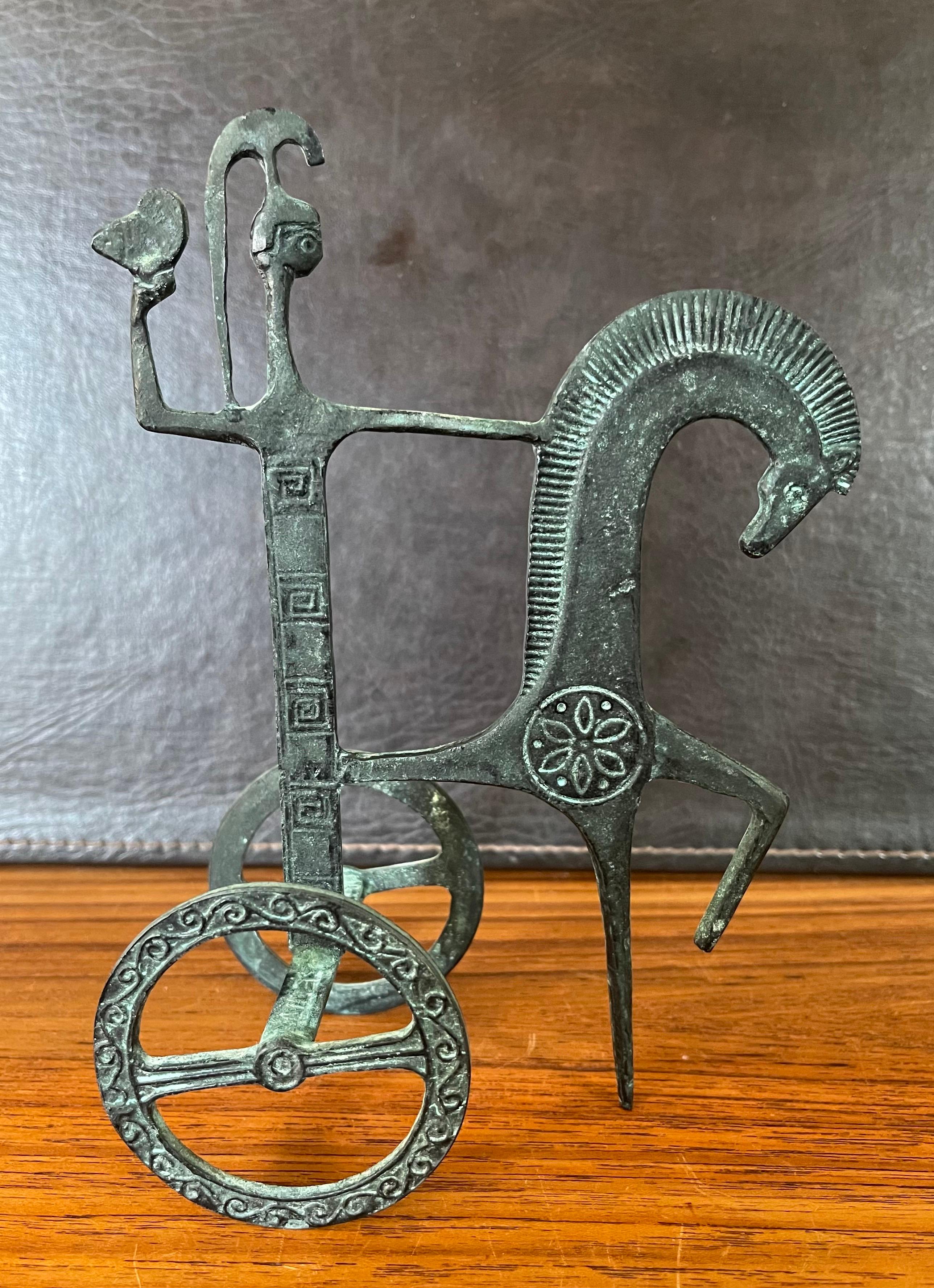 Bronze Etruscan Horse and Chariot Sculpture in the style of Frederick Weinberg 5