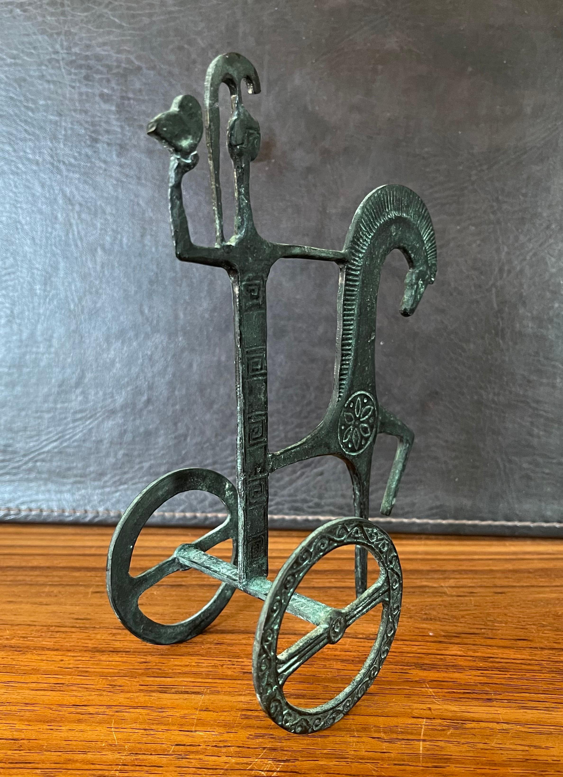 Bronze Etruscan Horse and Chariot Sculpture in the style of Frederick Weinberg 6