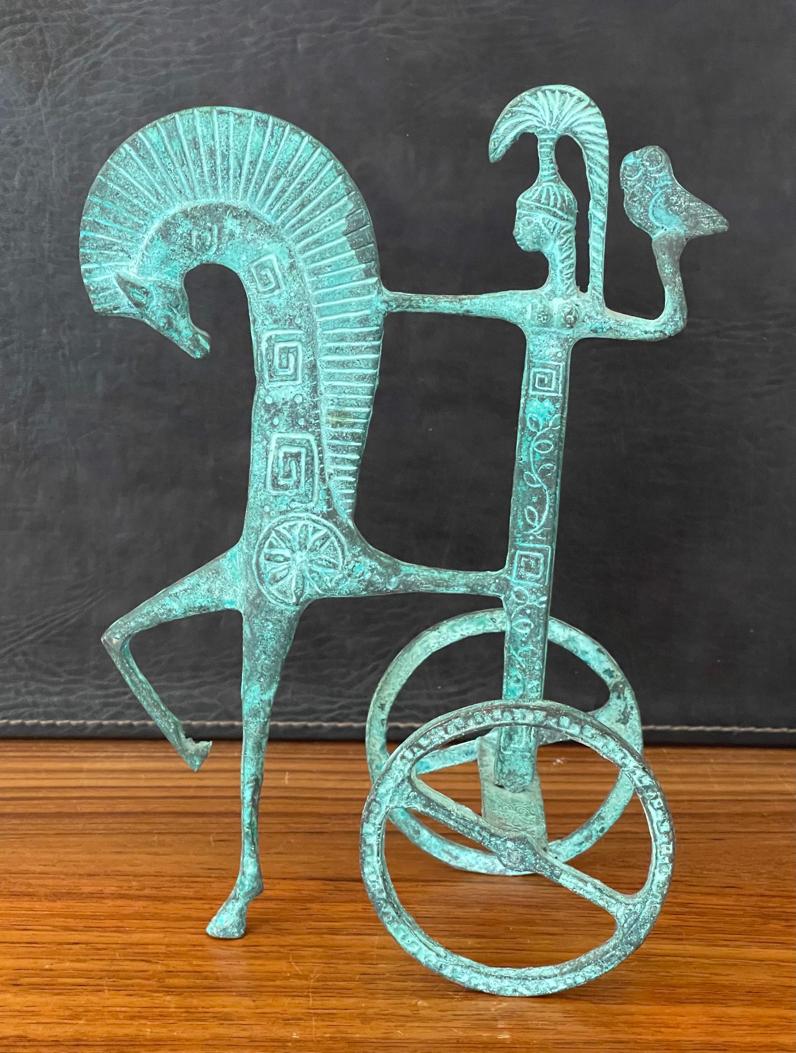 Etruskische Bronzeskulptur eines Pferdes und eines Chariot aus Bronze im Stil von Frederick Weinberg 6