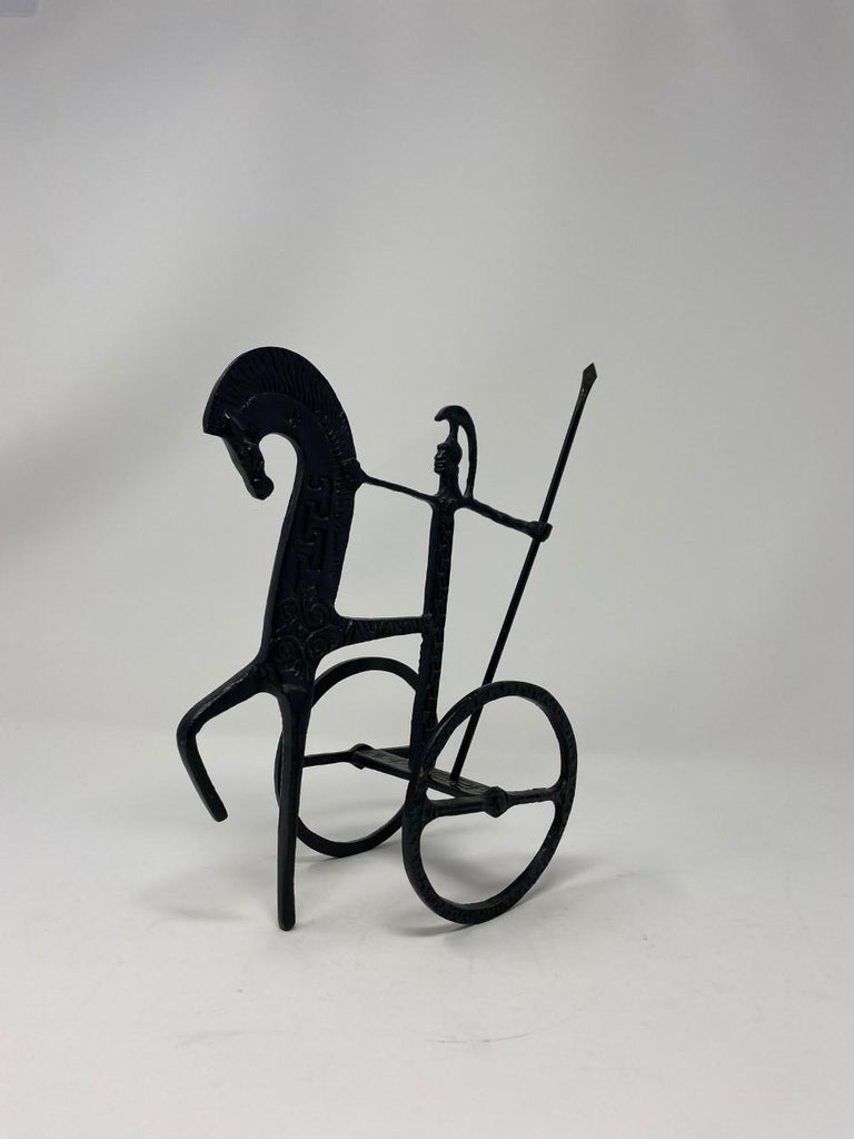 Bronze Etruscan Horse and Chariot Sculpture in the Style of Frederick Weinberg at 1stDibs