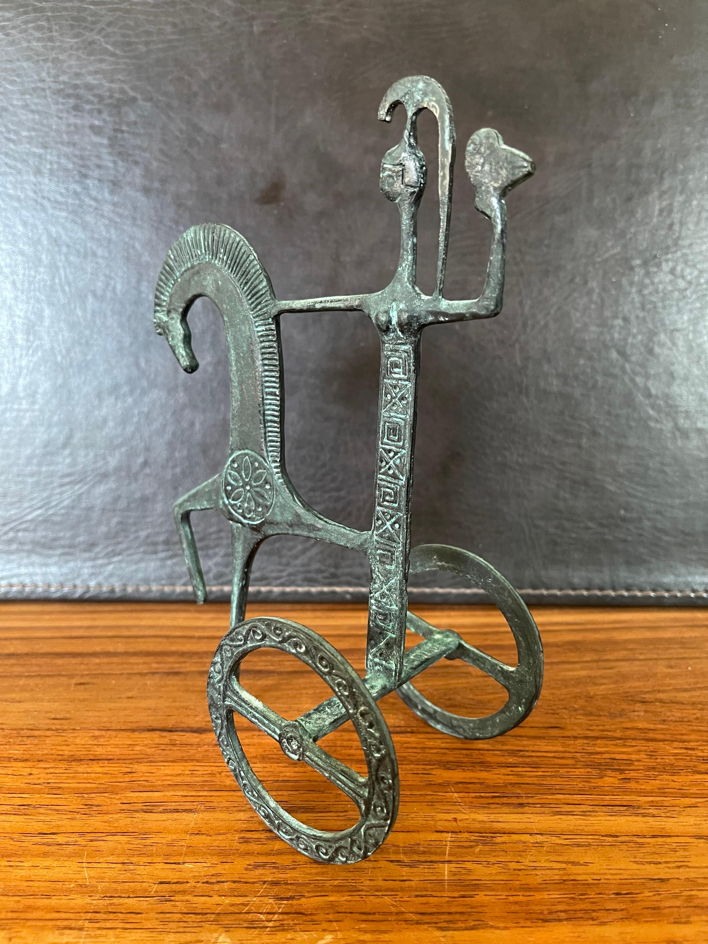 Bronze Etruscan Horse and Chariot Sculpture in the style of Frederick Weinberg 7