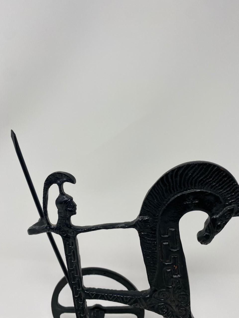 Mid-Century Modern Sculpture étrusque en bronze représentant un cheval et un char dans le style de Frederick Weinberg