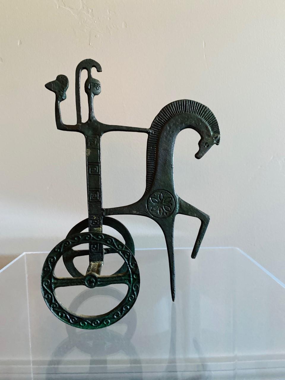 Vintage mid century Etruscan horse and chariot bronze Frederick Weinberg Style 