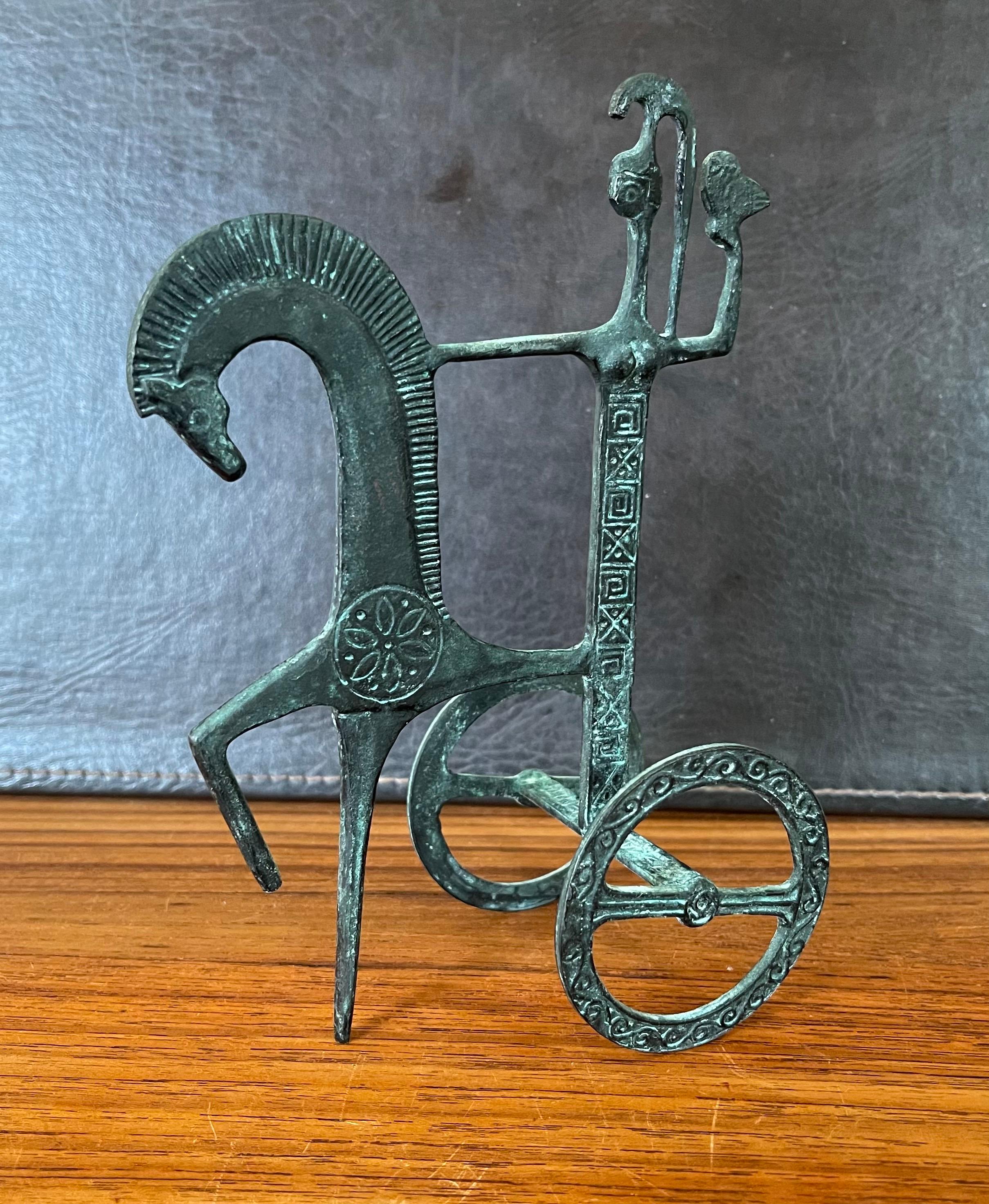 Bronze Etruscan Horse and Chariot Sculpture in the style of Frederick Weinberg 3
