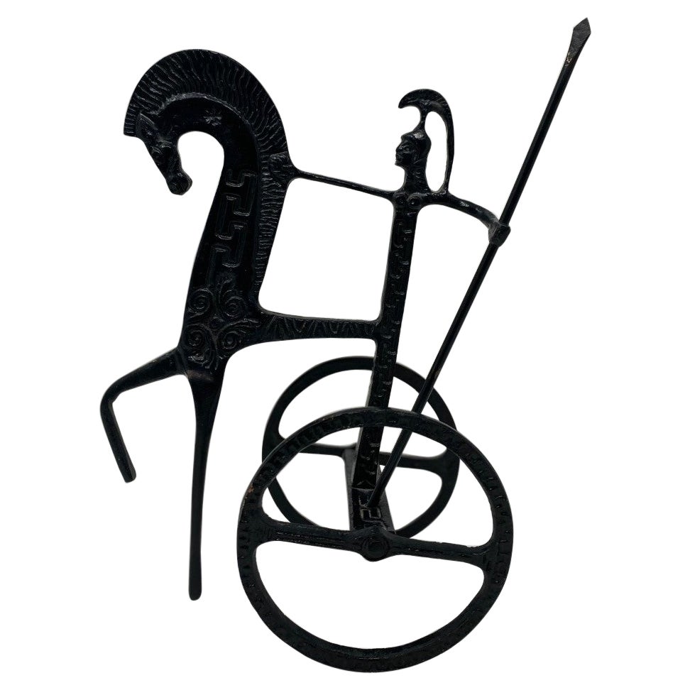 Bronze Etruscan Horse and Chariot Sculpture in the Style of Frederick Weinberg