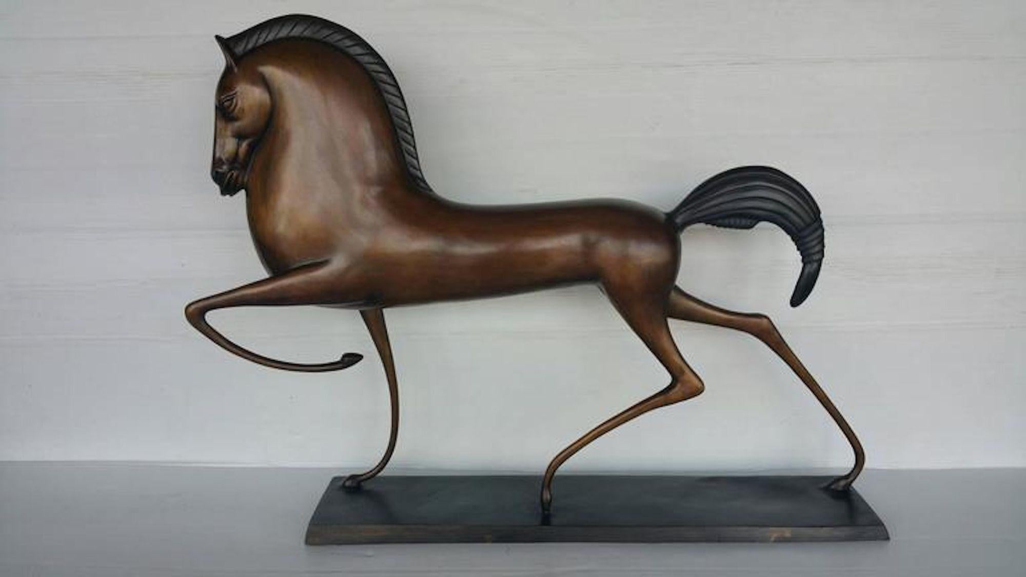 Bronze Etruscan horse sculpture in the manner of boris lovet-borski was the form of figurative art produced by the Etruscan civilization in Northern Italy between the 9th and 2nd centuries b.C. Particularly strong in this tradition were figurative