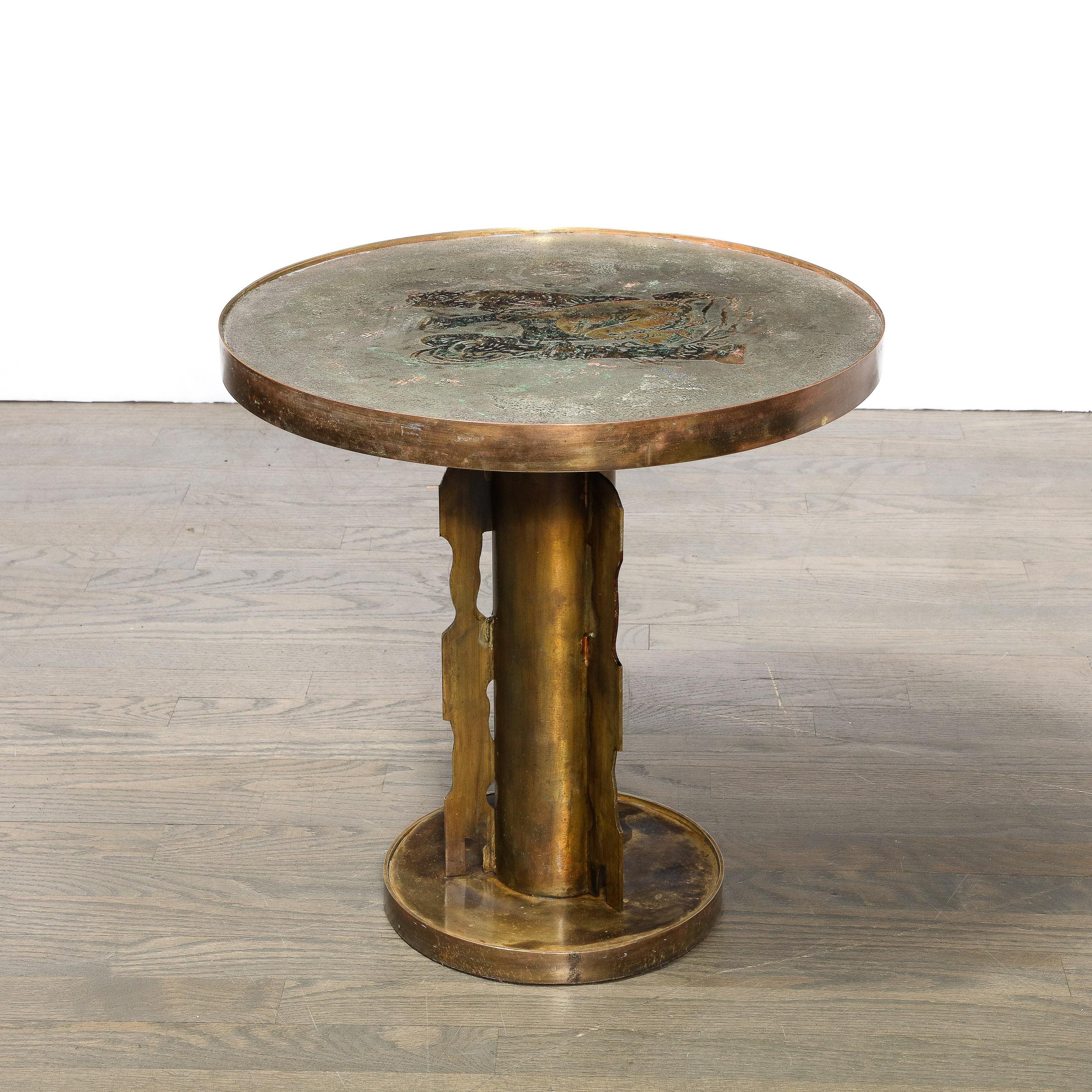Bronze Etruscan Side Table Styled after Picasso by Philip & Kelvin Laverne  For Sale 4
