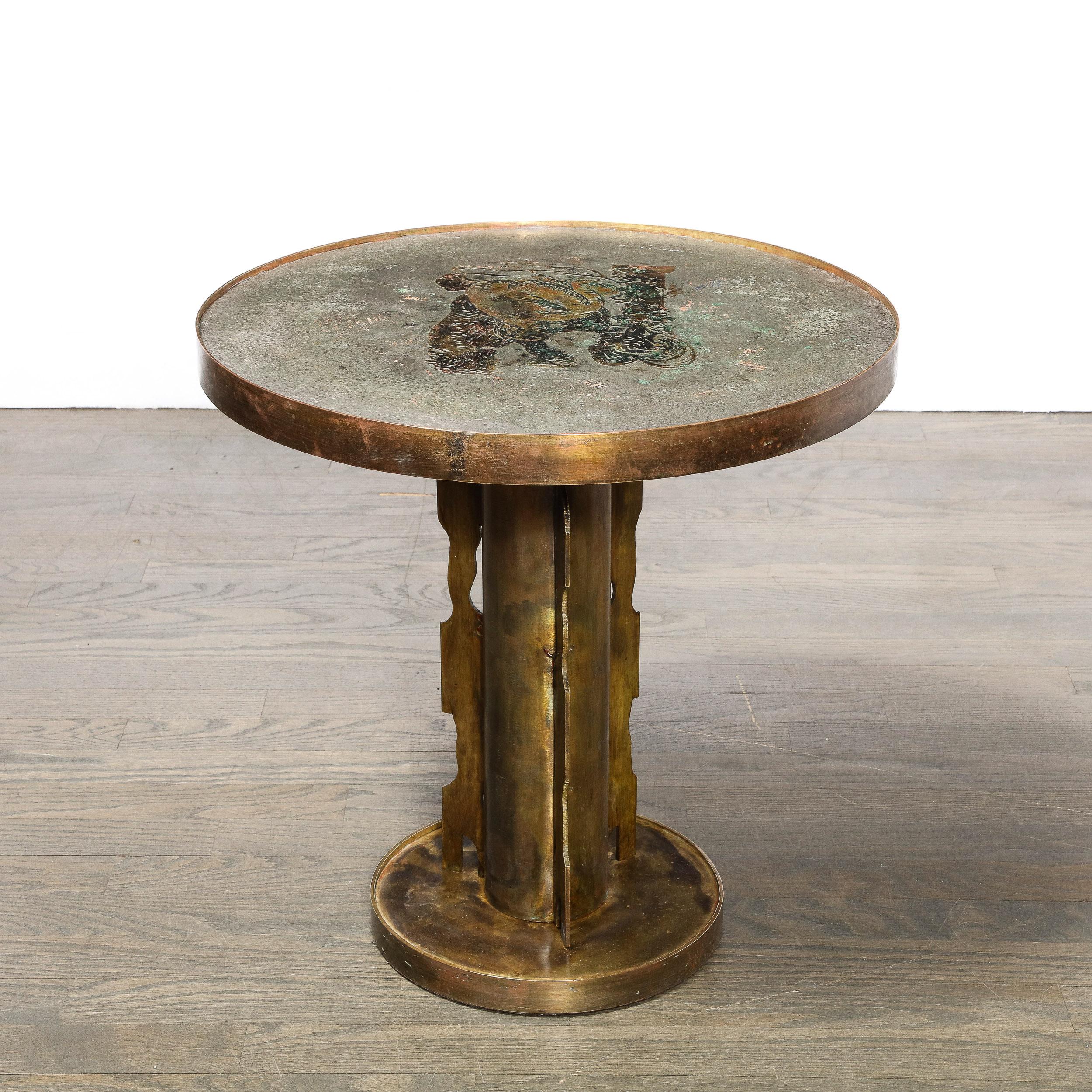 Bronze Etruscan Side Table Styled after Picasso by Philip & Kelvin Laverne  For Sale 5