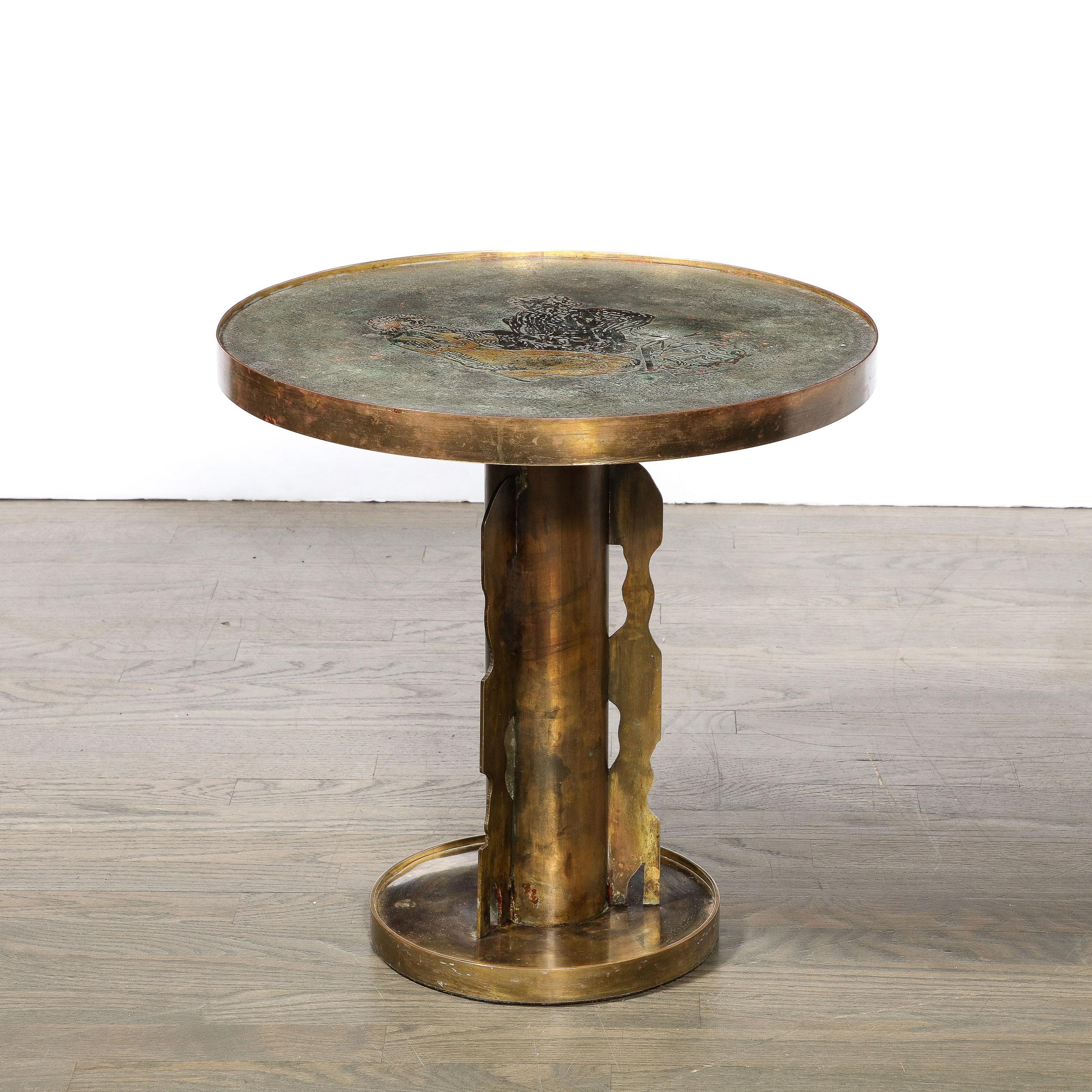 Bronze Etruscan Side Table Styled after Picasso by Philip & Kelvin Laverne In Excellent Condition In New York, NY