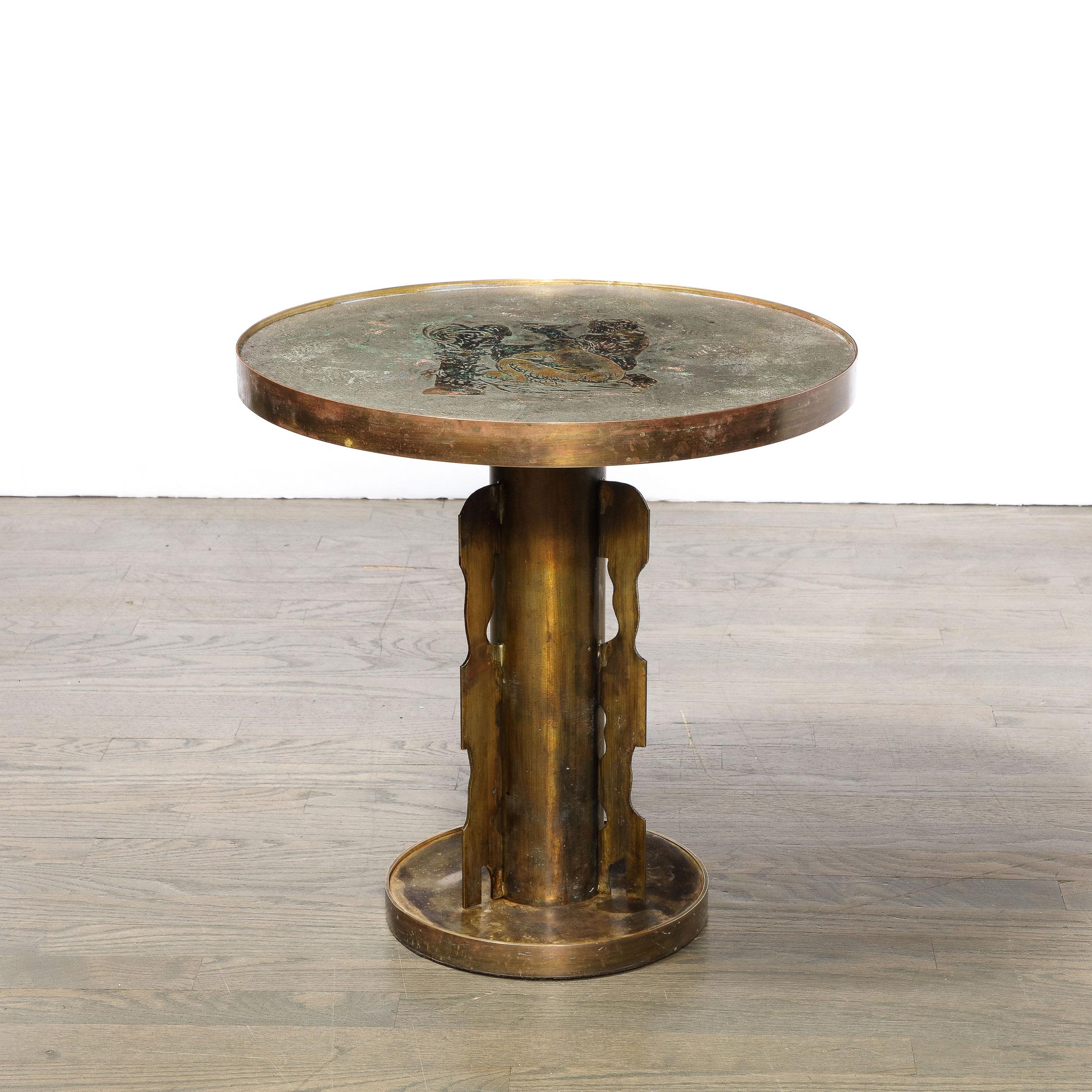 Mid-20th Century Bronze Etruscan Side Table Styled after Picasso by Philip & Kelvin Laverne 