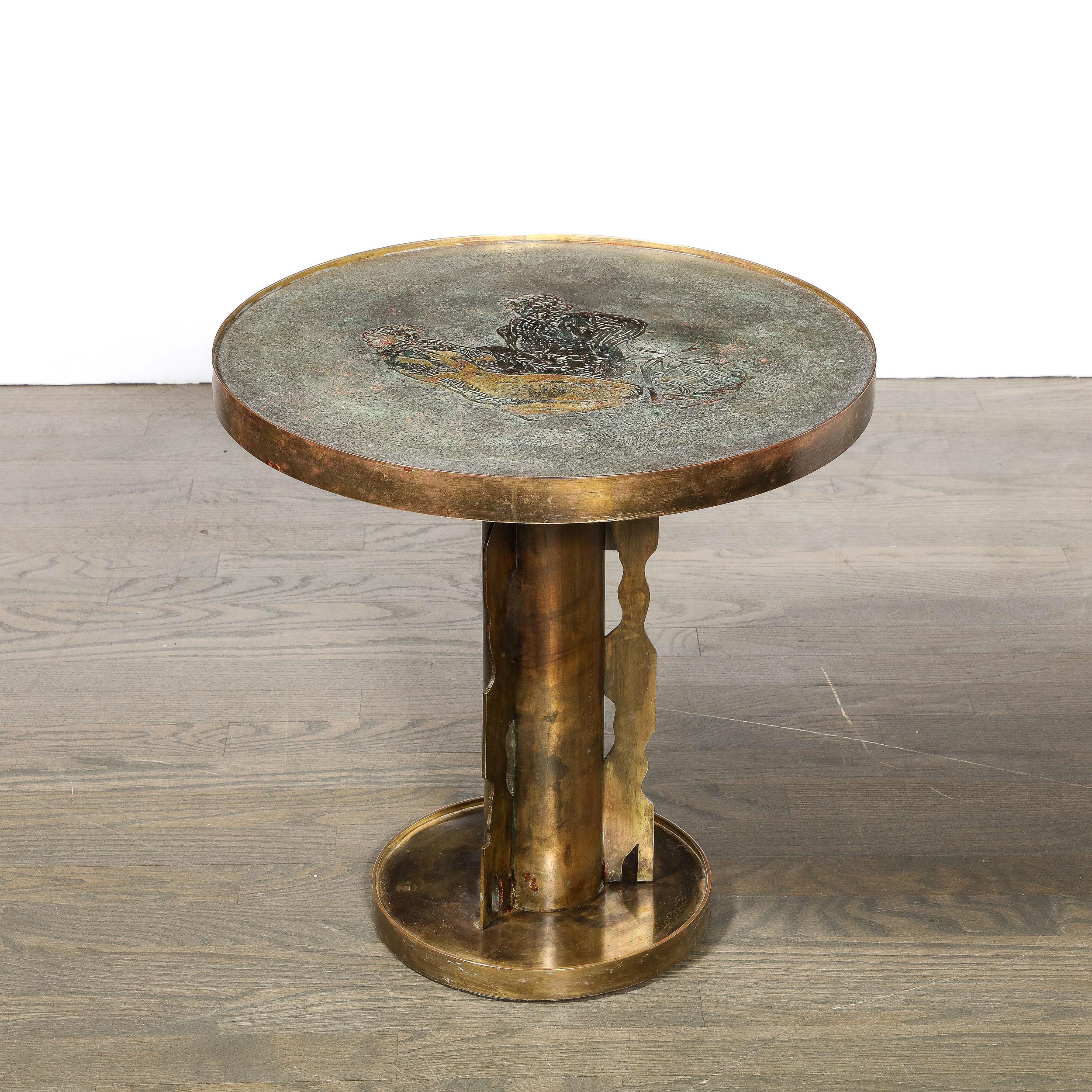Mid-20th Century Bronze Etruscan Side Table Styled after Picasso by Philip & Kelvin Laverne