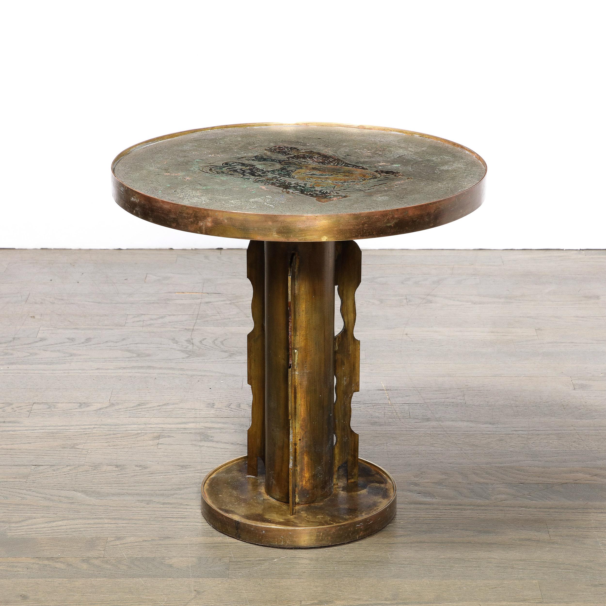 Bronze Etruscan Side Table Styled after Picasso by Philip & Kelvin Laverne  For Sale 2