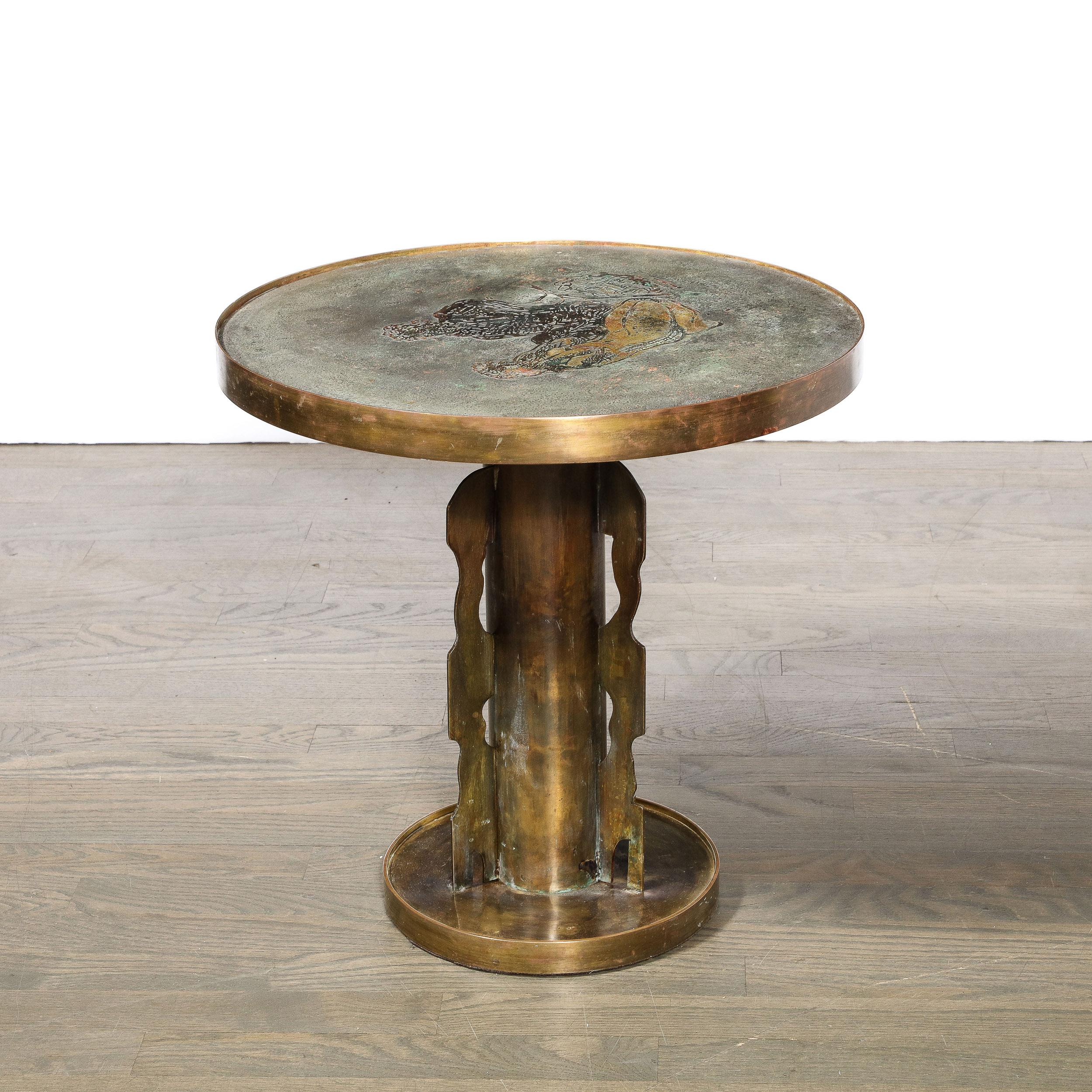Bronze Etruscan Side Table Styled after Picasso by Philip & Kelvin Laverne 2