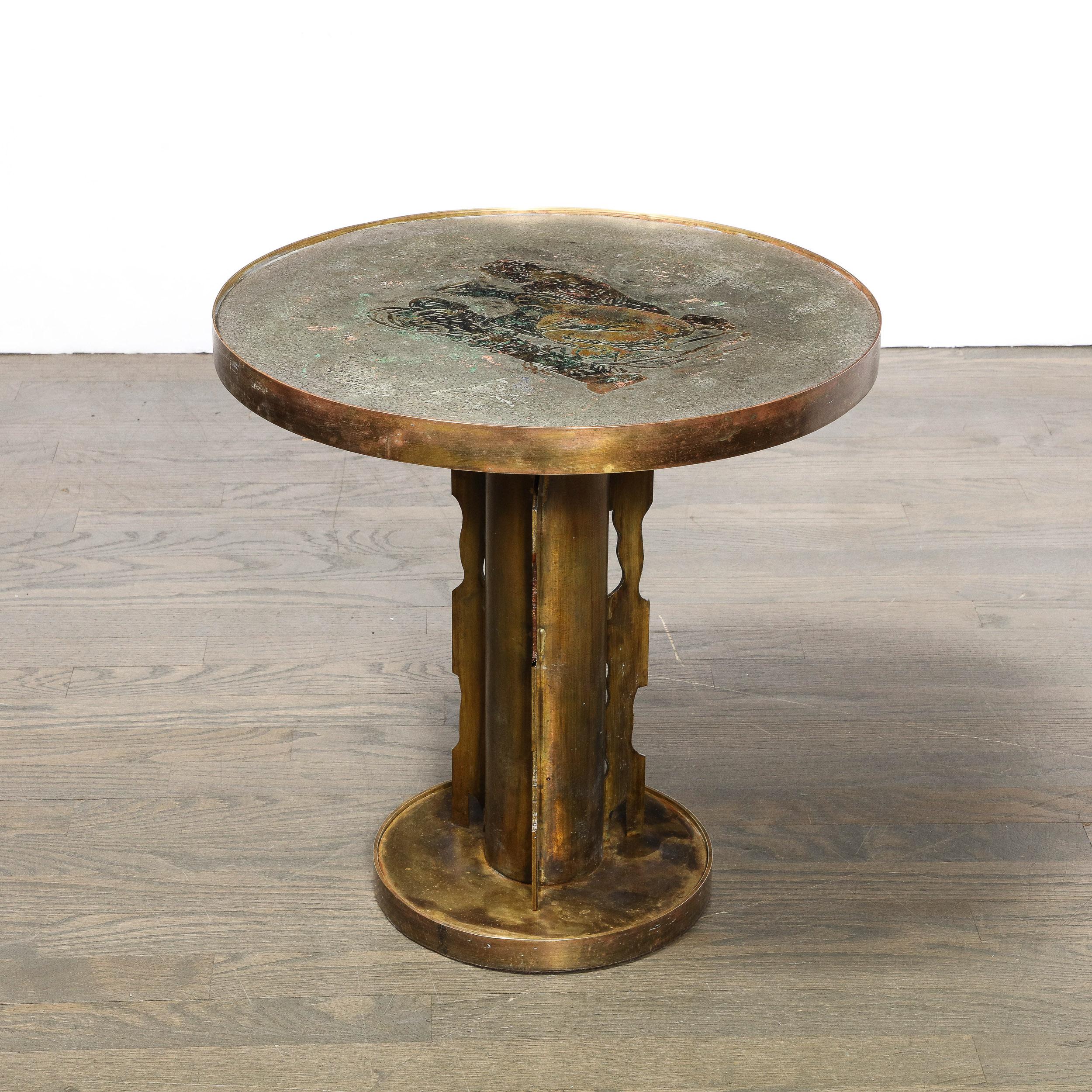 Bronze Etruscan Side Table Styled after Picasso by Philip & Kelvin Laverne  For Sale 3