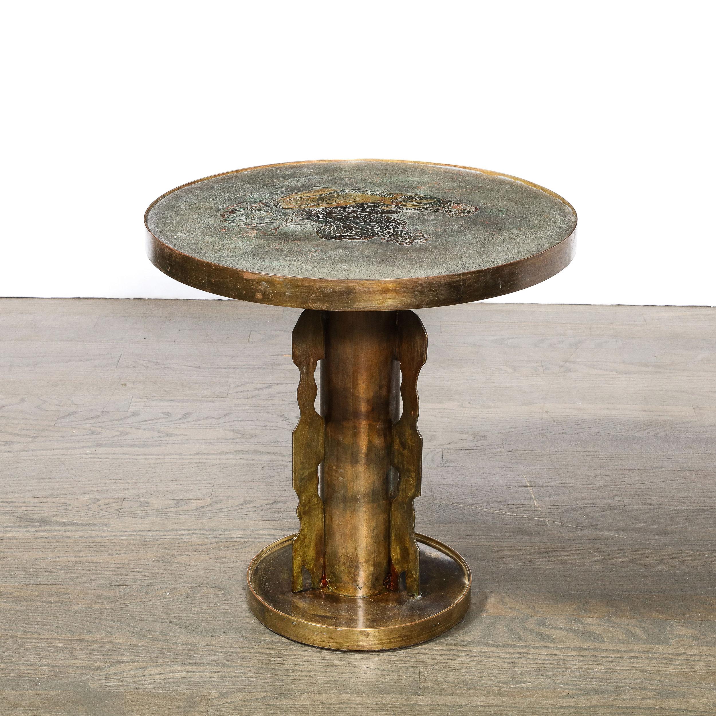 Bronze Etruscan Side Table Styled after Picasso by Philip & Kelvin Laverne 3