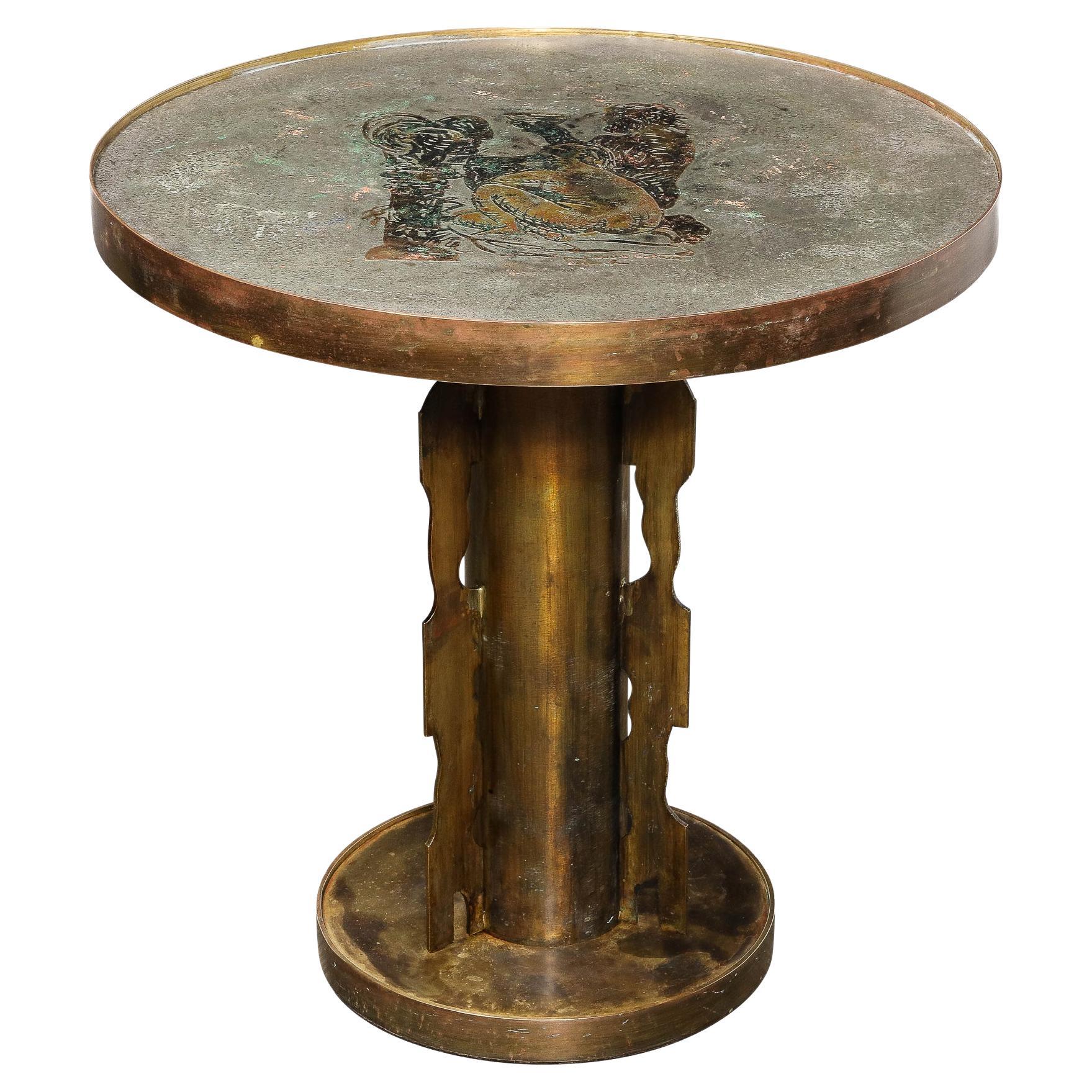 Bronze Etruscan Side Table Styled after Picasso by Philip & Kelvin Laverne 