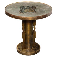 Vintage Bronze Etruscan Side Table Styled after Picasso by Philip & Kelvin Laverne 