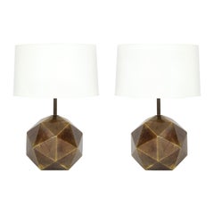 Bronze Faceted Westwood Lamps, Signed