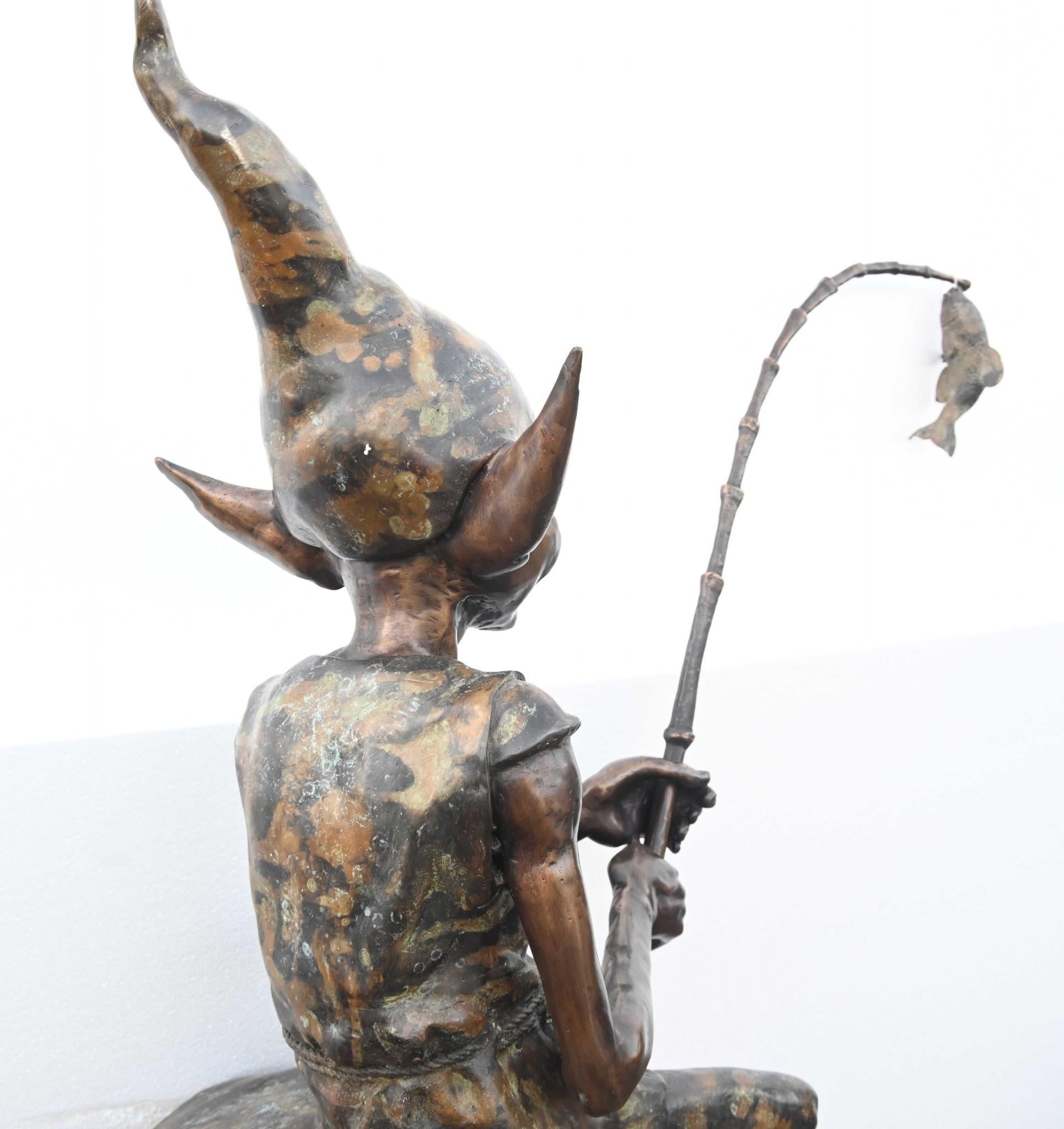 Statua di pesca Fairey in bronzo Elph Folletto Fungo Fuso in vendita 6