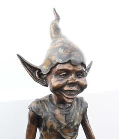 Bronze Fairey Fishing Statue Elph Goblin Mushroom Casting