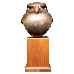 Bronze Falcon by McCain Mounted on Wooden Base